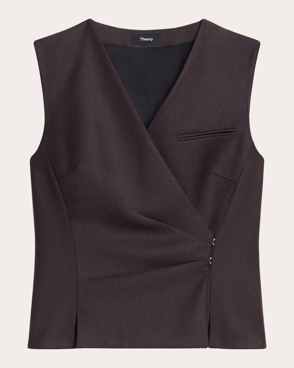Sleek Flannel Wool Draped Wrap Vest