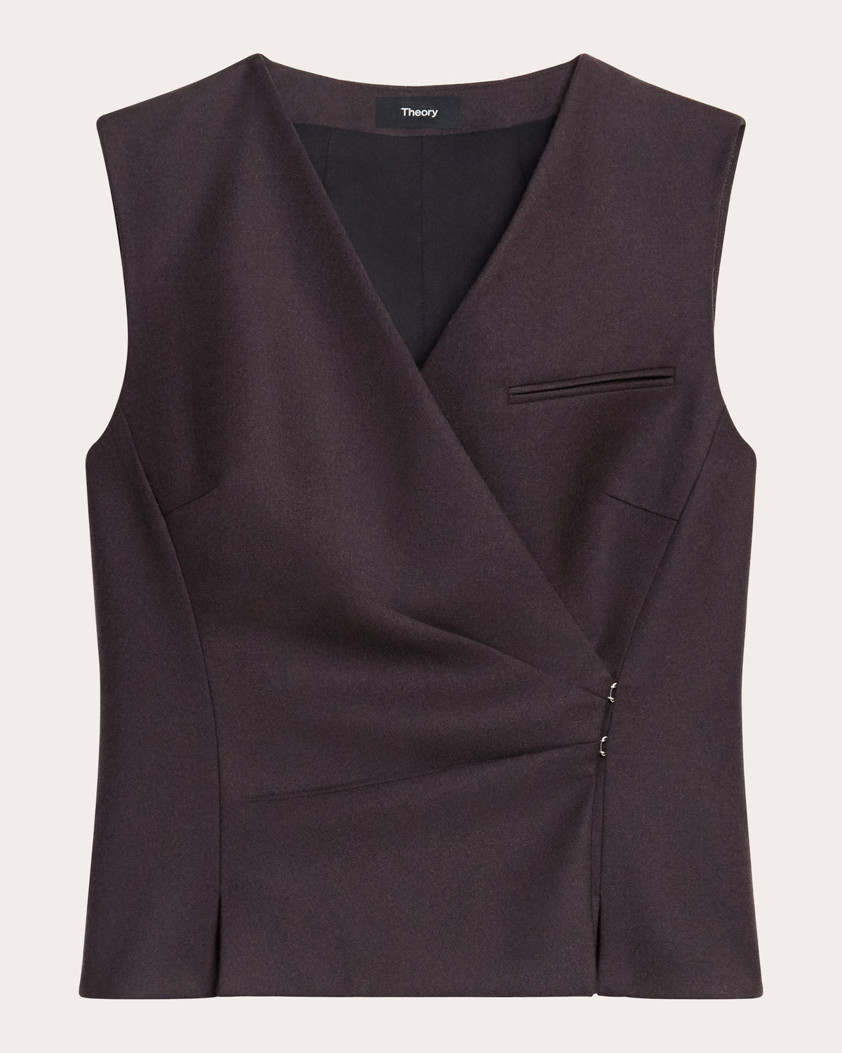 Sleek Flannel Wool Draped Wrap Vest