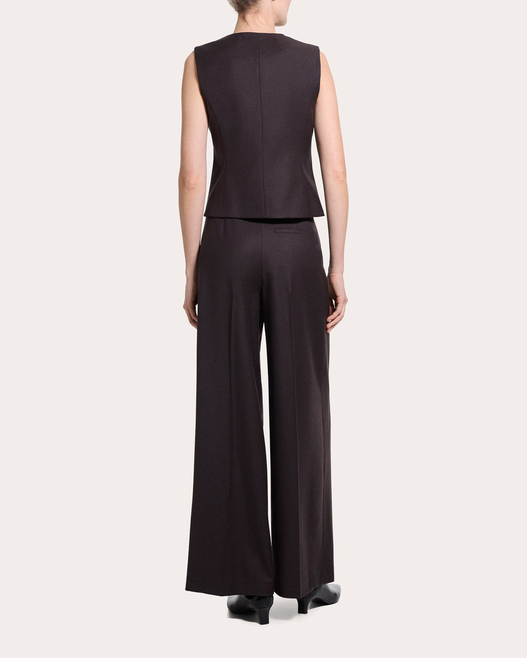 Sleek Flannel Wool Draped Wrap Vest