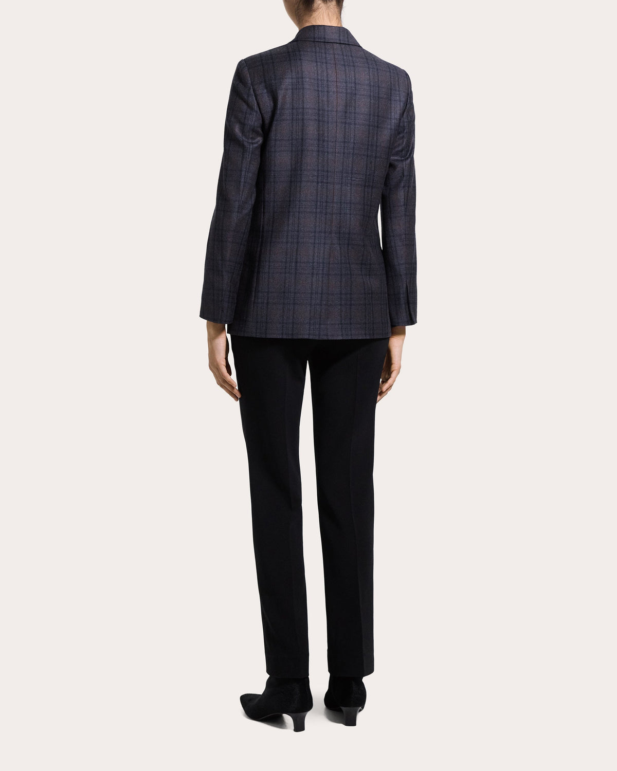 Plaid Sleek Flannel Double-Breasted Blazer