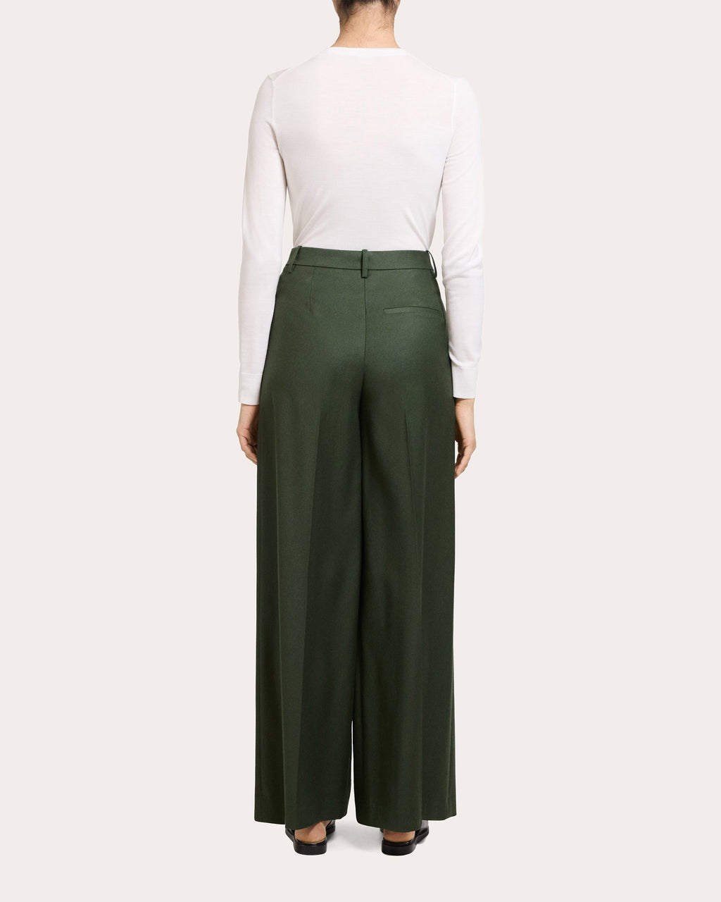 Sleek Flannel Wool Wide Pleated Trousers