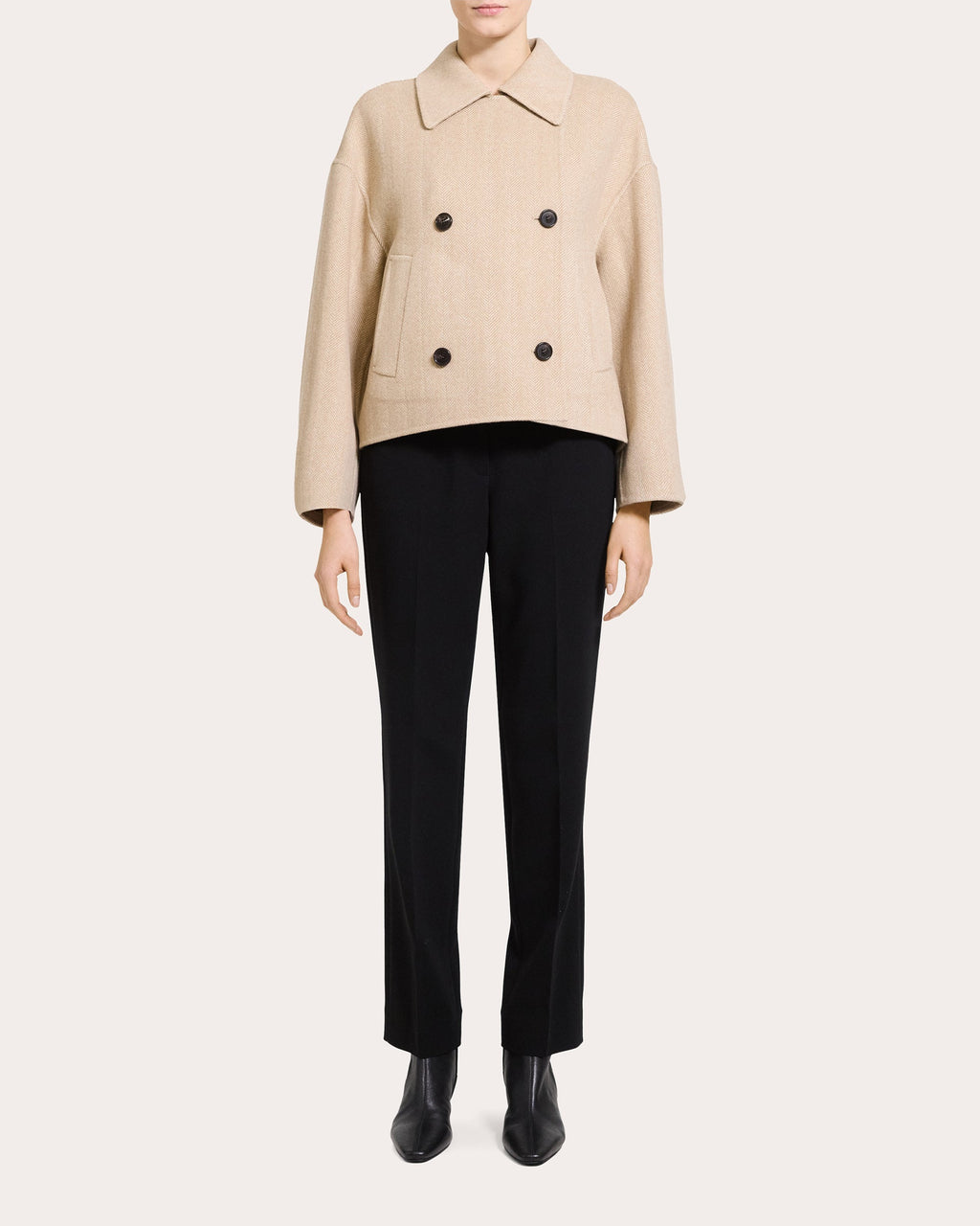 Herringbone Wool Cashmere Peacoat