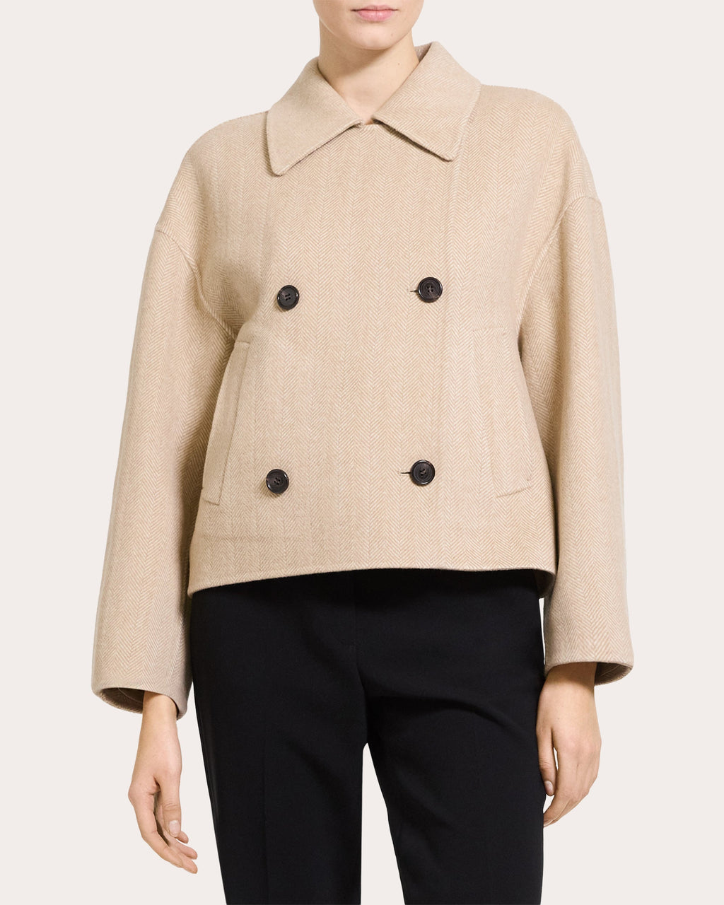 Herringbone Wool Cashmere Peacoat