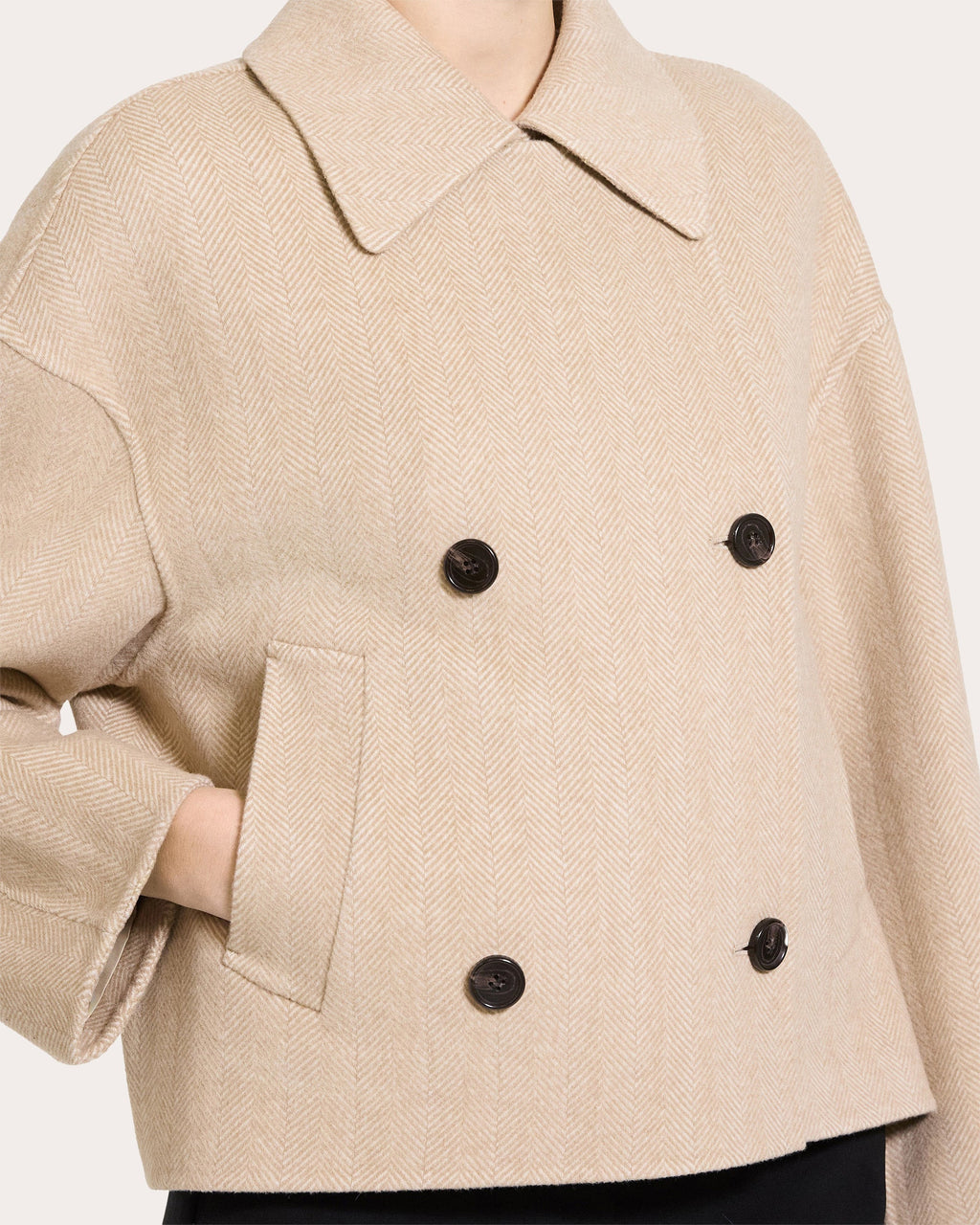 Herringbone Wool Cashmere Peacoat