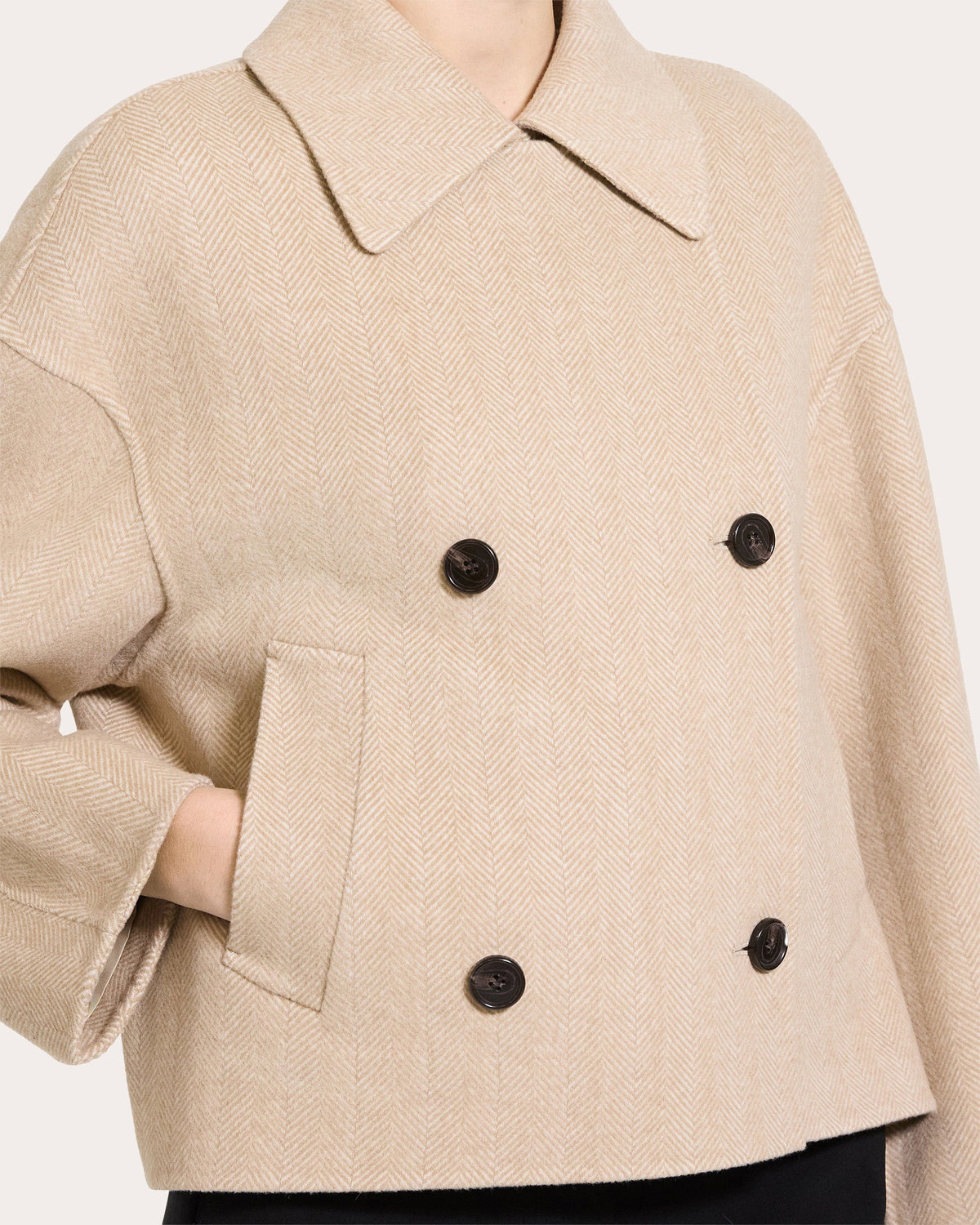 Herringbone Wool Cashmere Peacoat