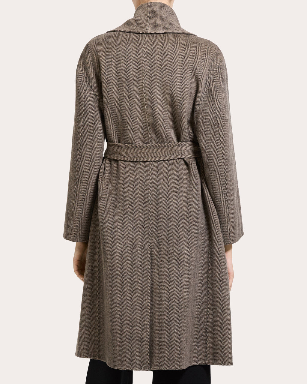 Herringbone Wool Cashmere Shawl Coat