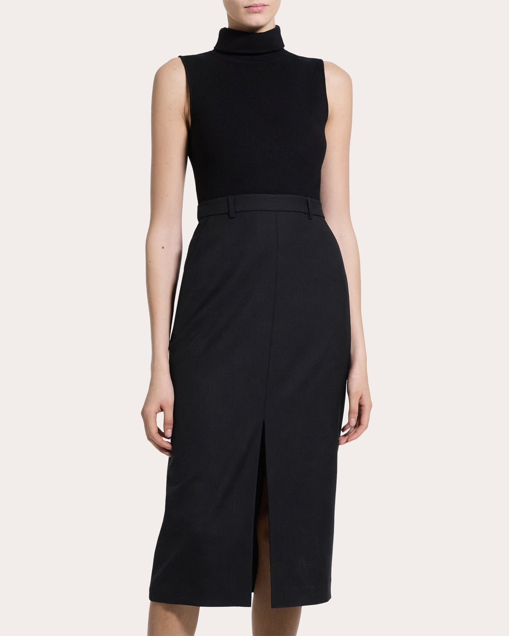 Knit Flannel Sleeveless Turtleneck Dress