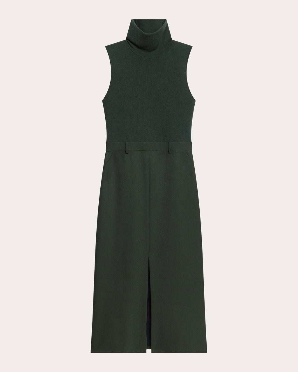 Knit Flannel Sleeveless Turtleneck Dress