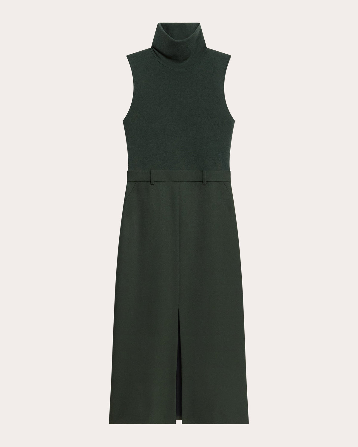 Knit Flannel Sleeveless Turtleneck Dress