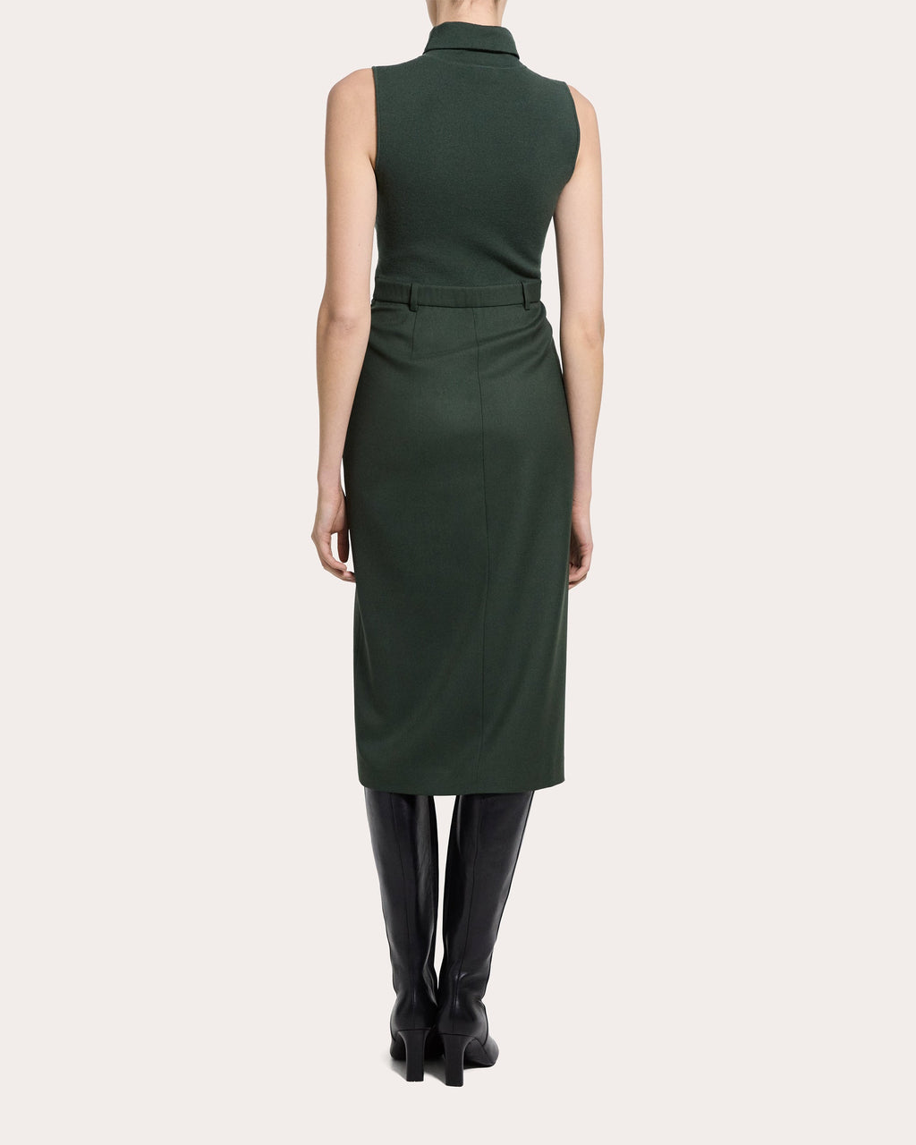 Knit Flannel Sleeveless Turtleneck Dress