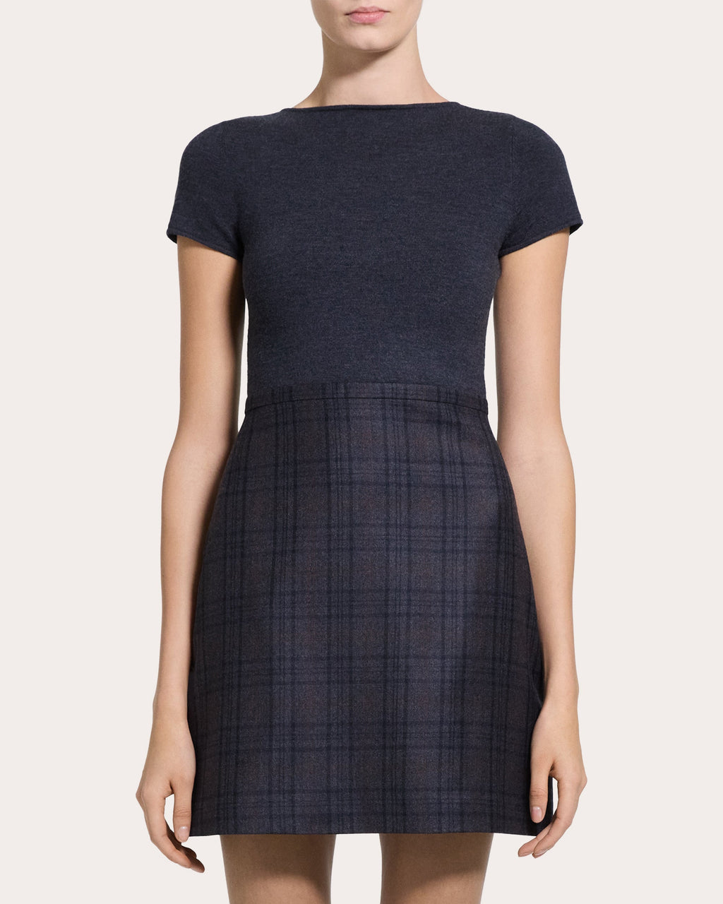 Plaid Flannel Knit Combo Mini Dress