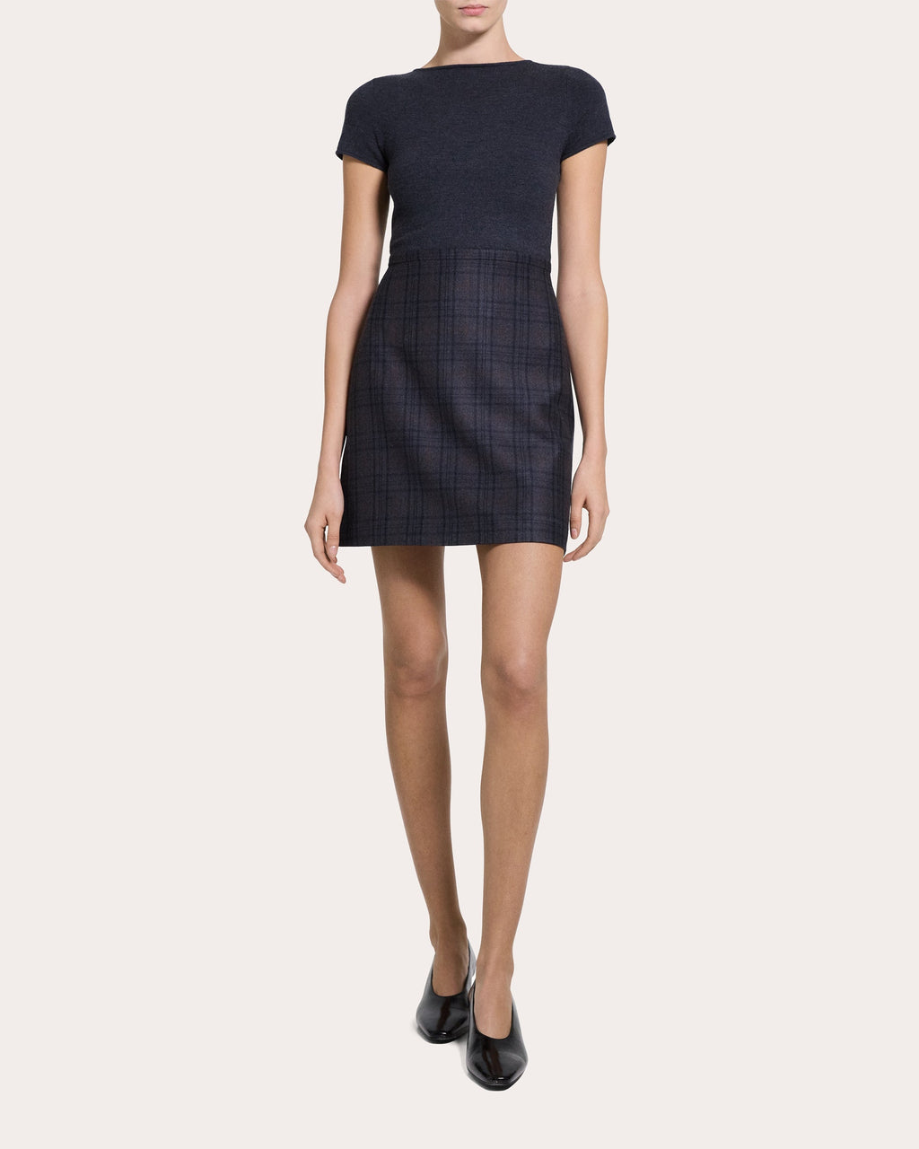 Plaid Flannel Knit Combo Mini Dress