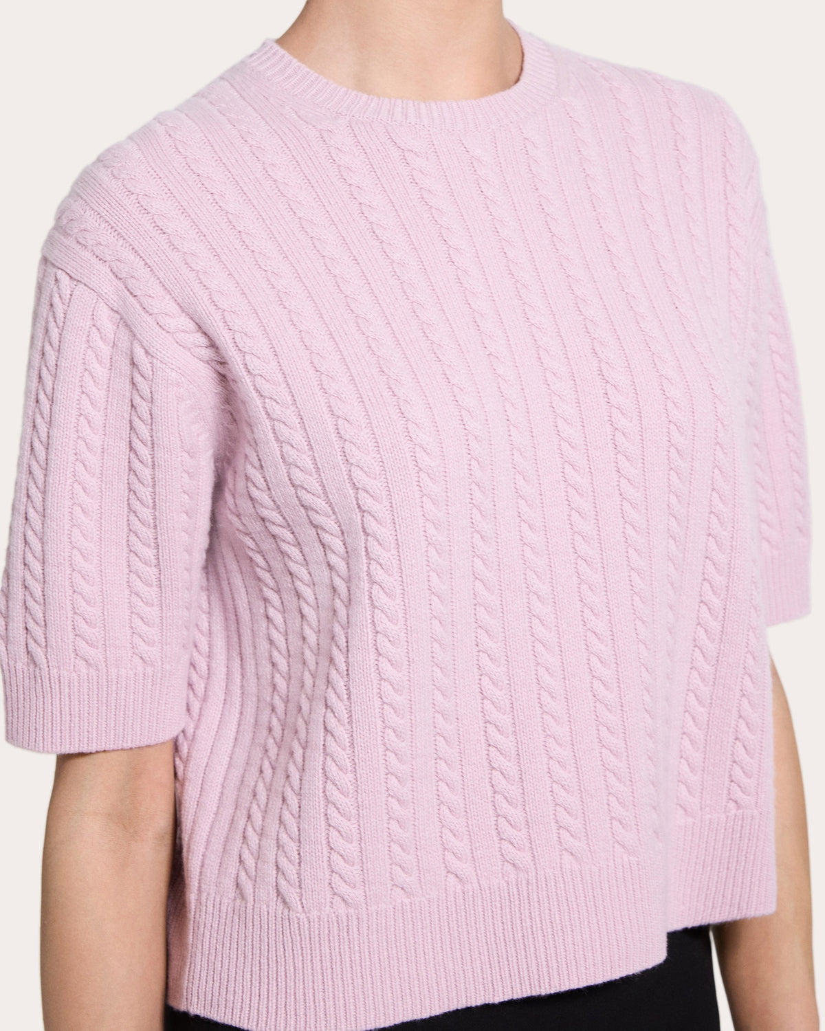 Cashmere Cable Knit Crewneck T-Shirt