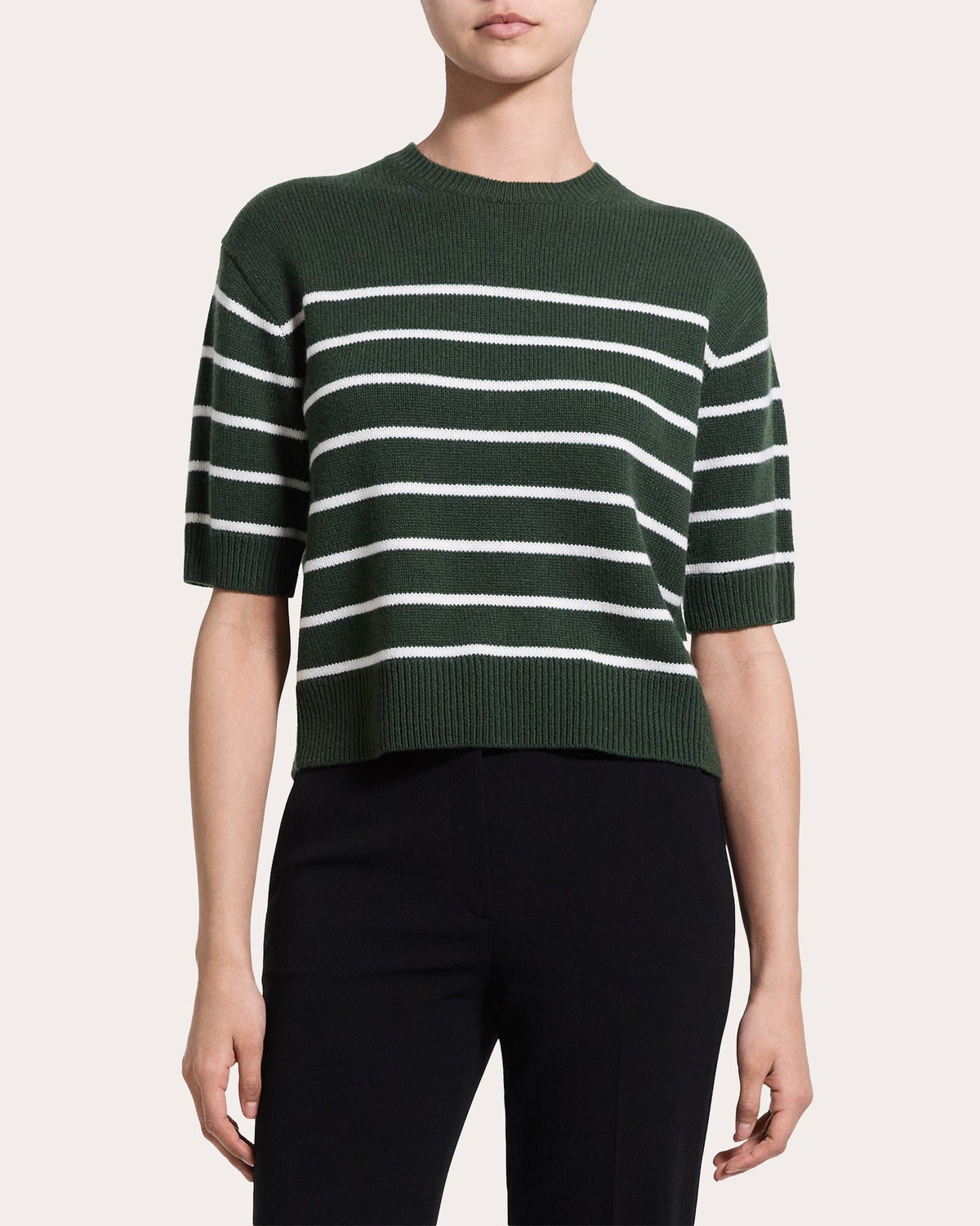 Stripe Cashmere Knit Crewneck T-Shirt
