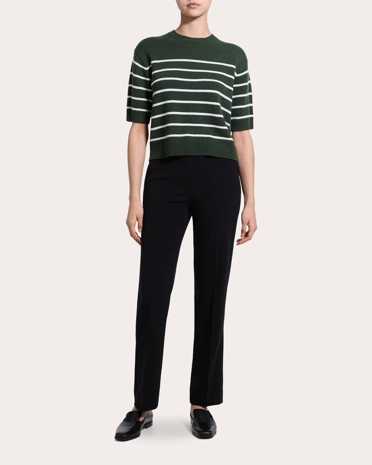 Stripe Cashmere Knit Crewneck T-Shirt