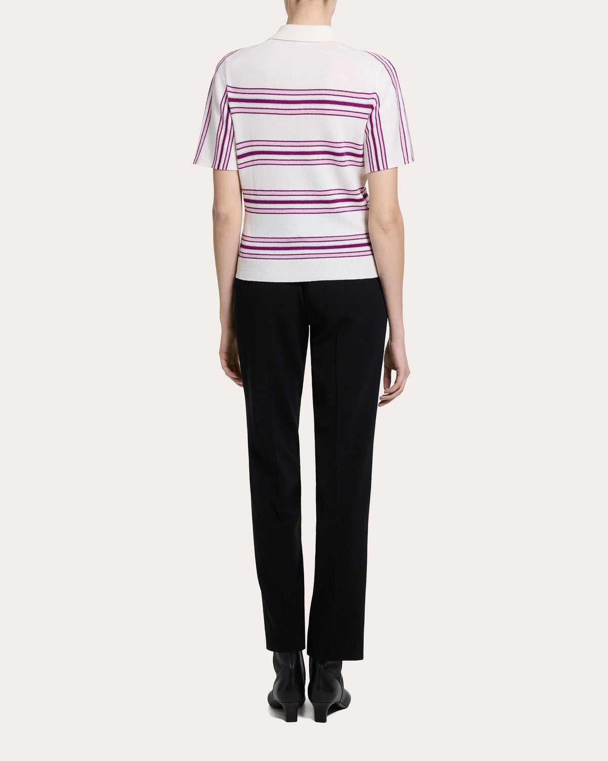 Stripe Cashmere Knit Polo