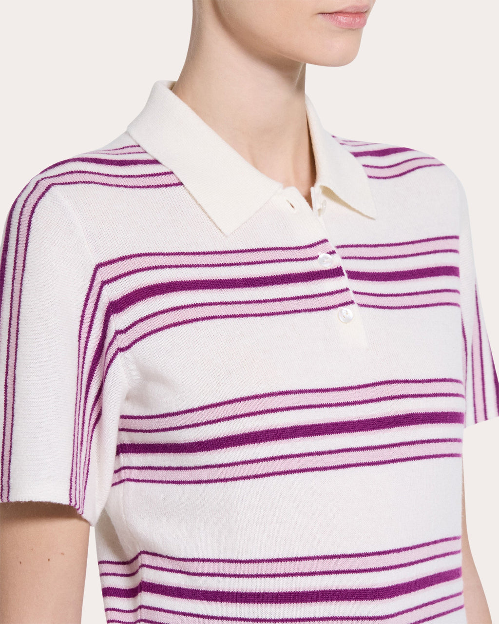 Stripe Cashmere Knit Polo