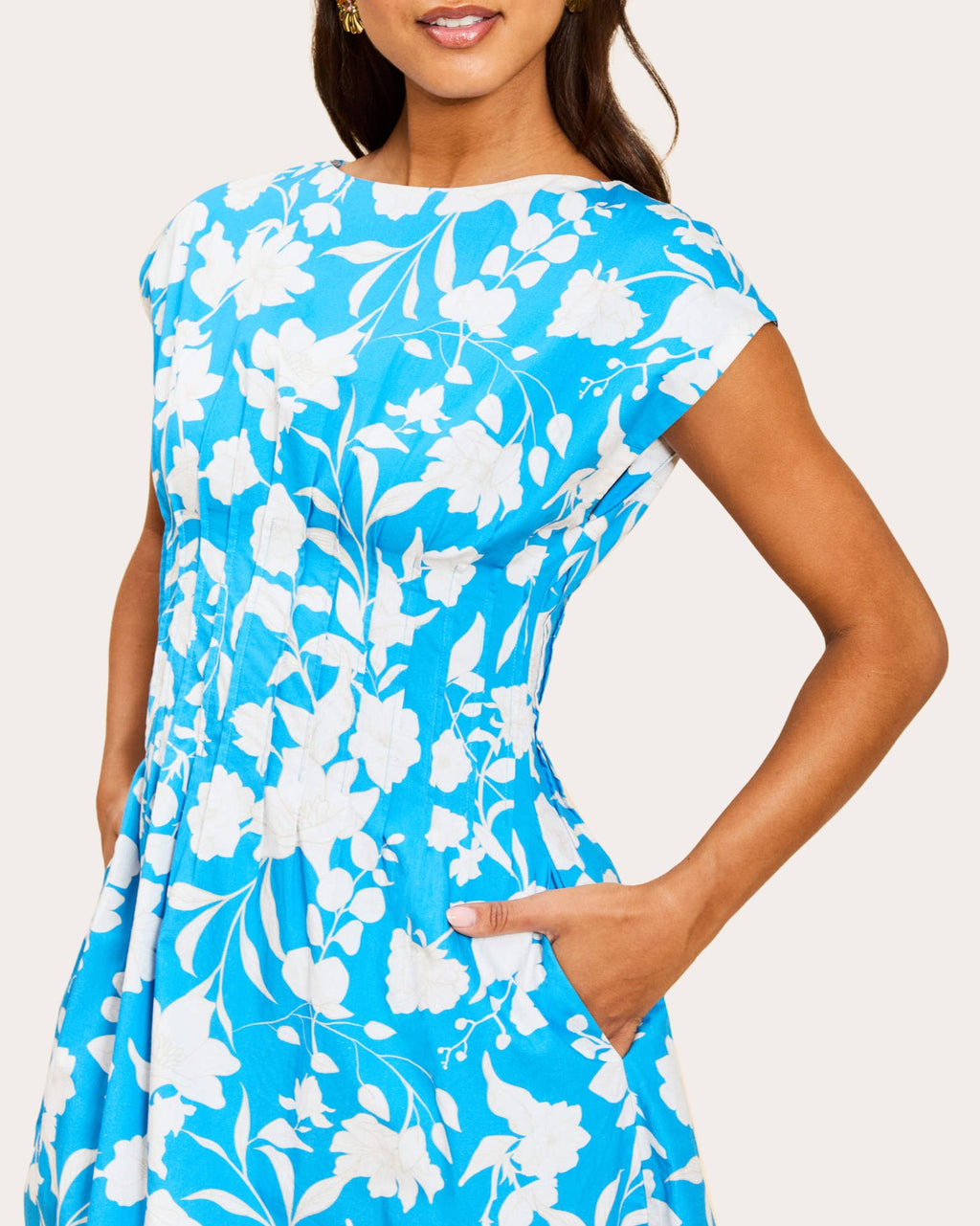 Quinn Floral Poplin Pintucked Mini Dress