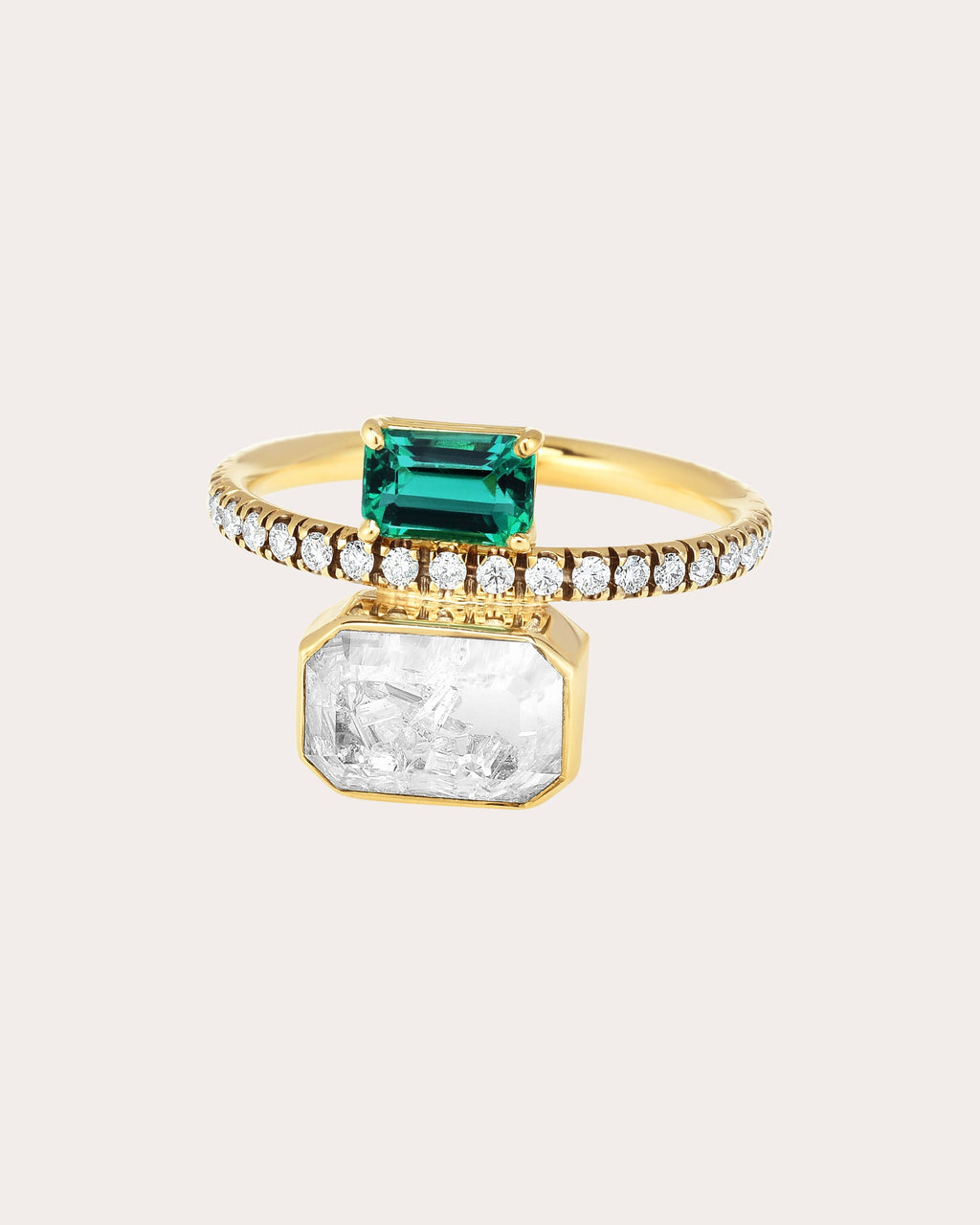 Emerald & Diamond 18k Gold Shaker Ring
