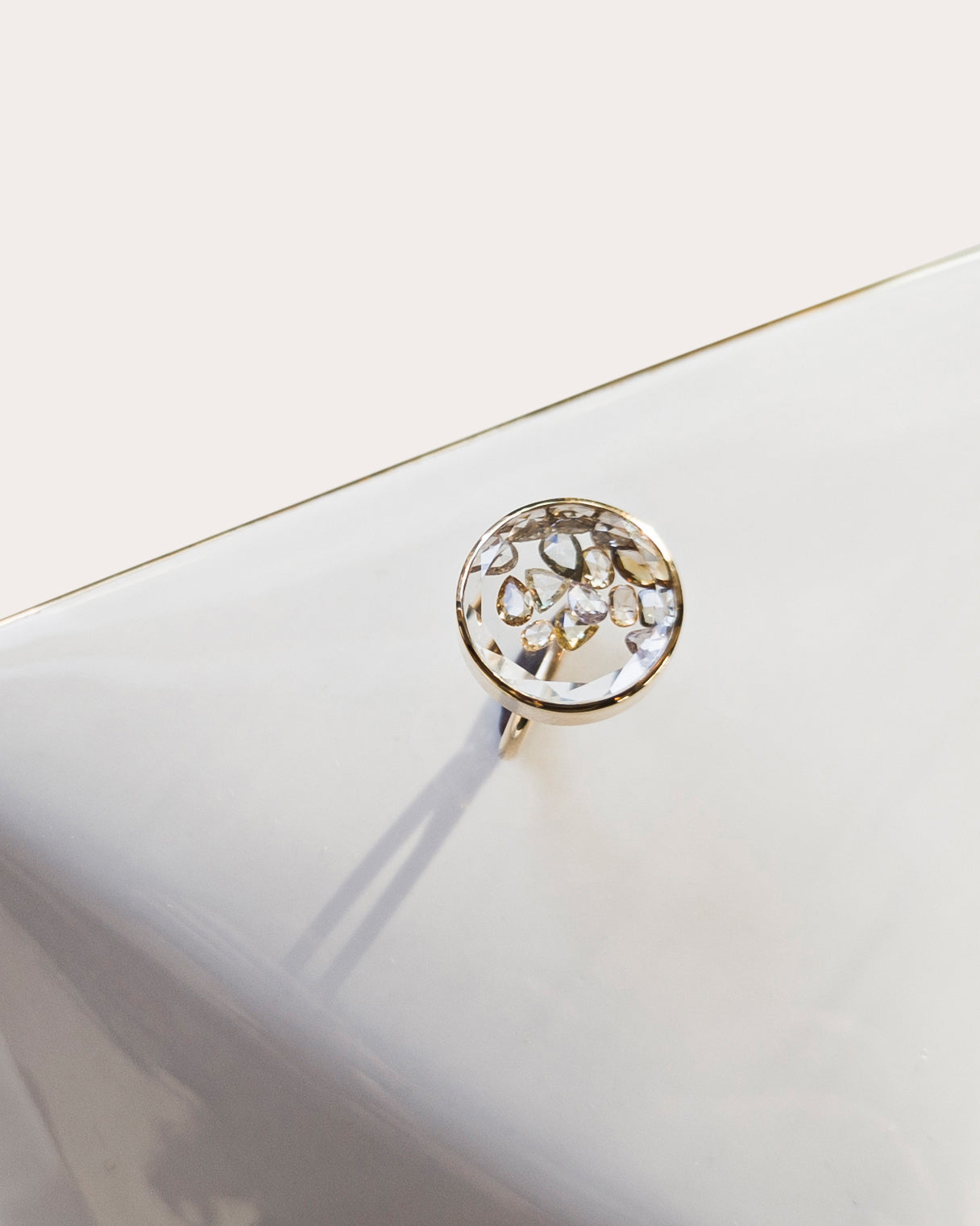 Diamond & 18k Gold Core 16 Shaker Ring