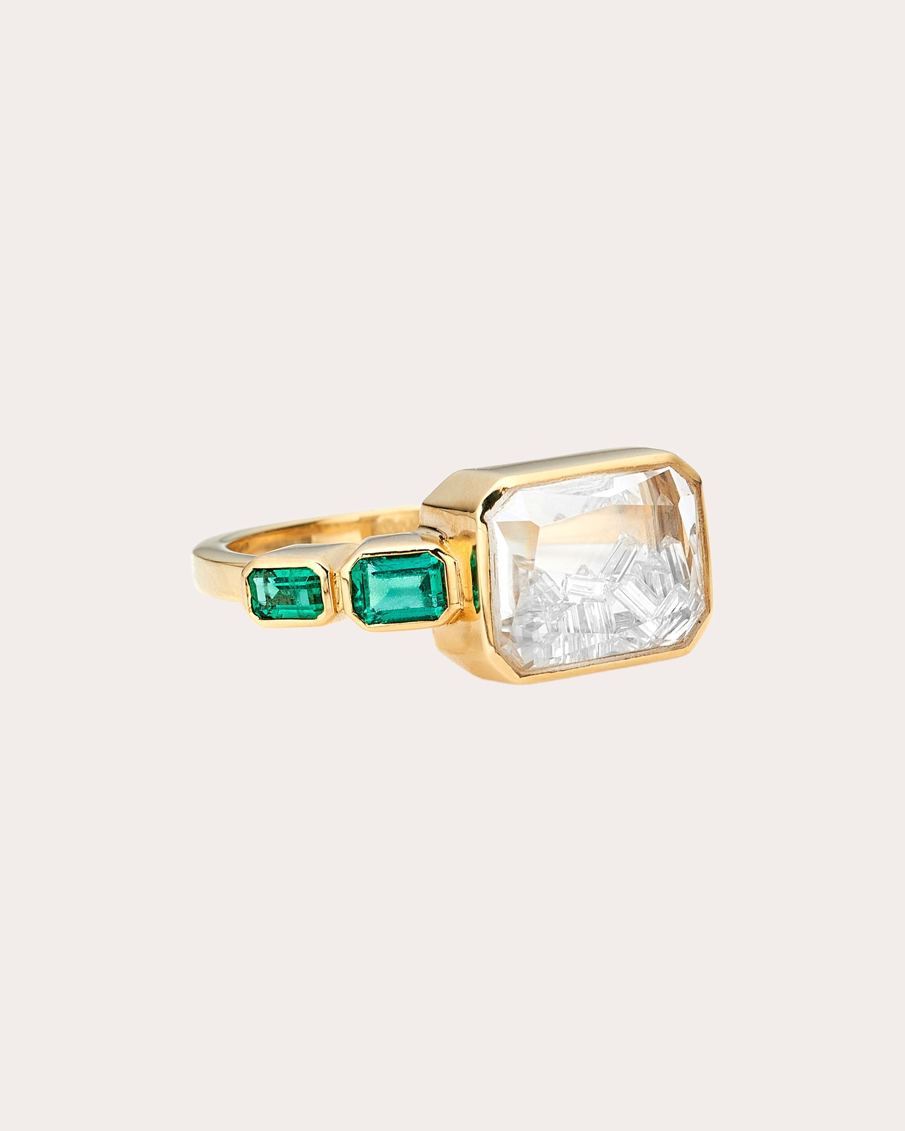 Emerald & Diamond 18k Gold Bala Shaker Ring