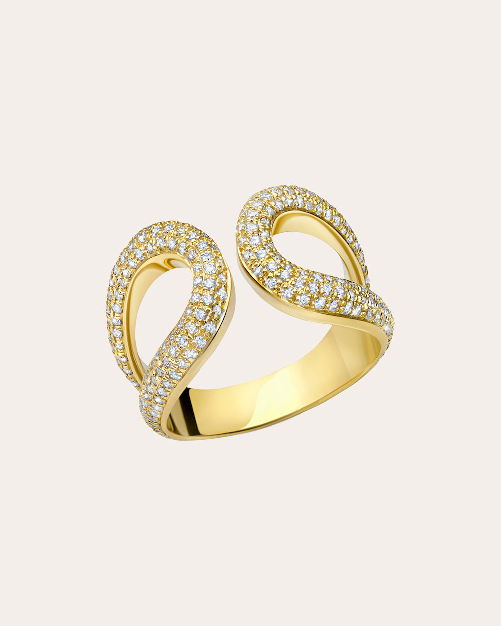 Diamond & 14k Gold Pavé Double Beam Ring