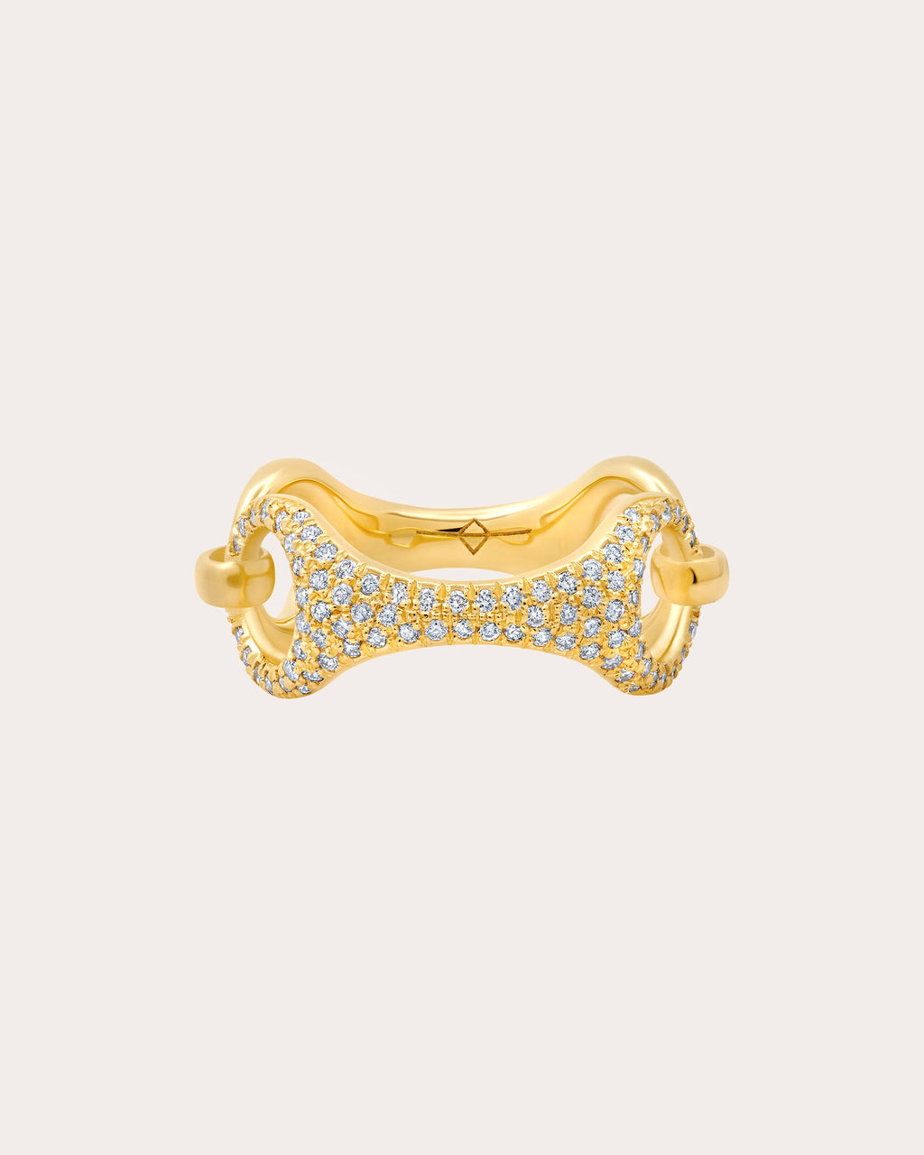 Diamond & 14k Gold Pavé 20mm Beam Link Ring