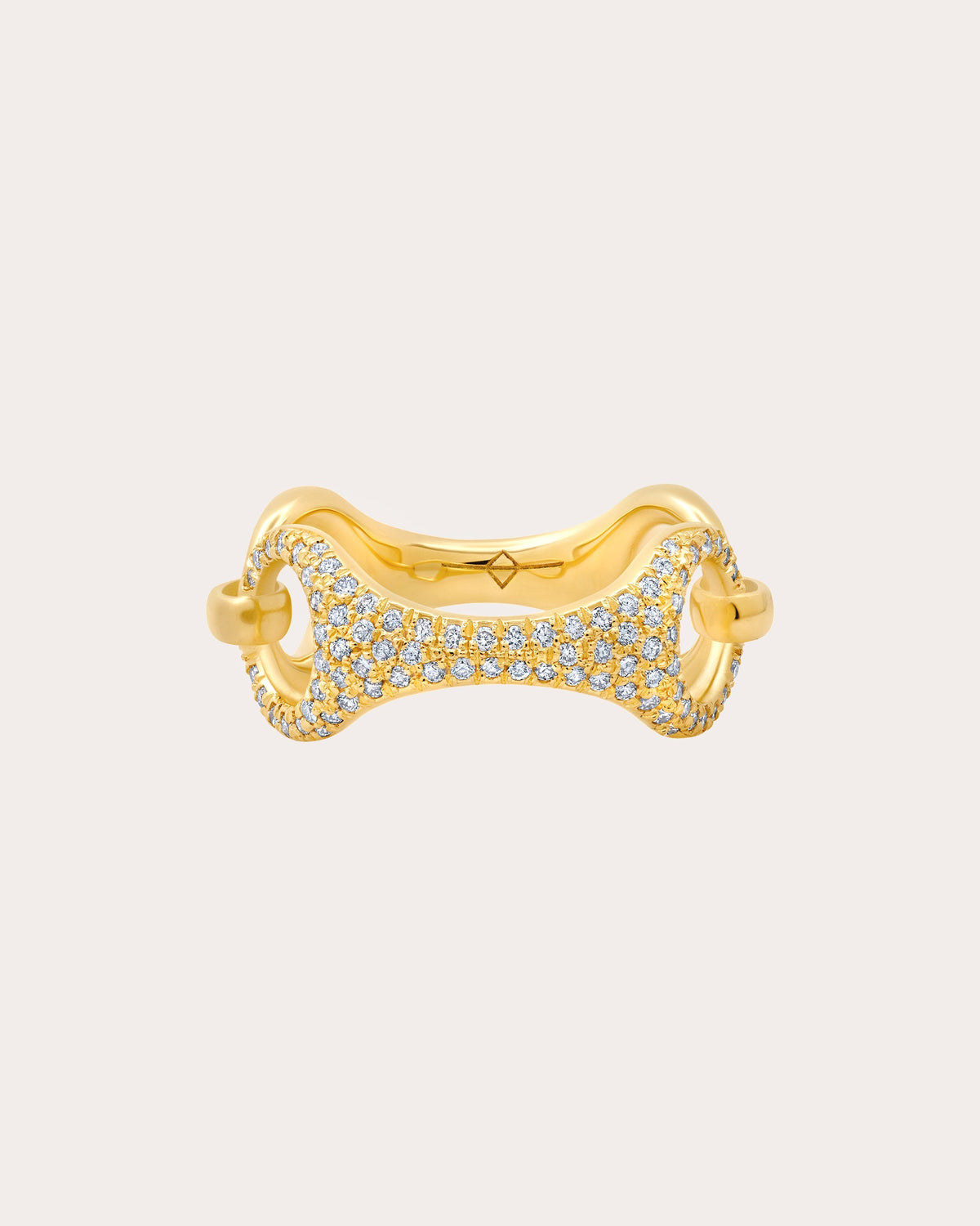 Diamond & 14k Gold Pavé 20mm Beam Link Ring