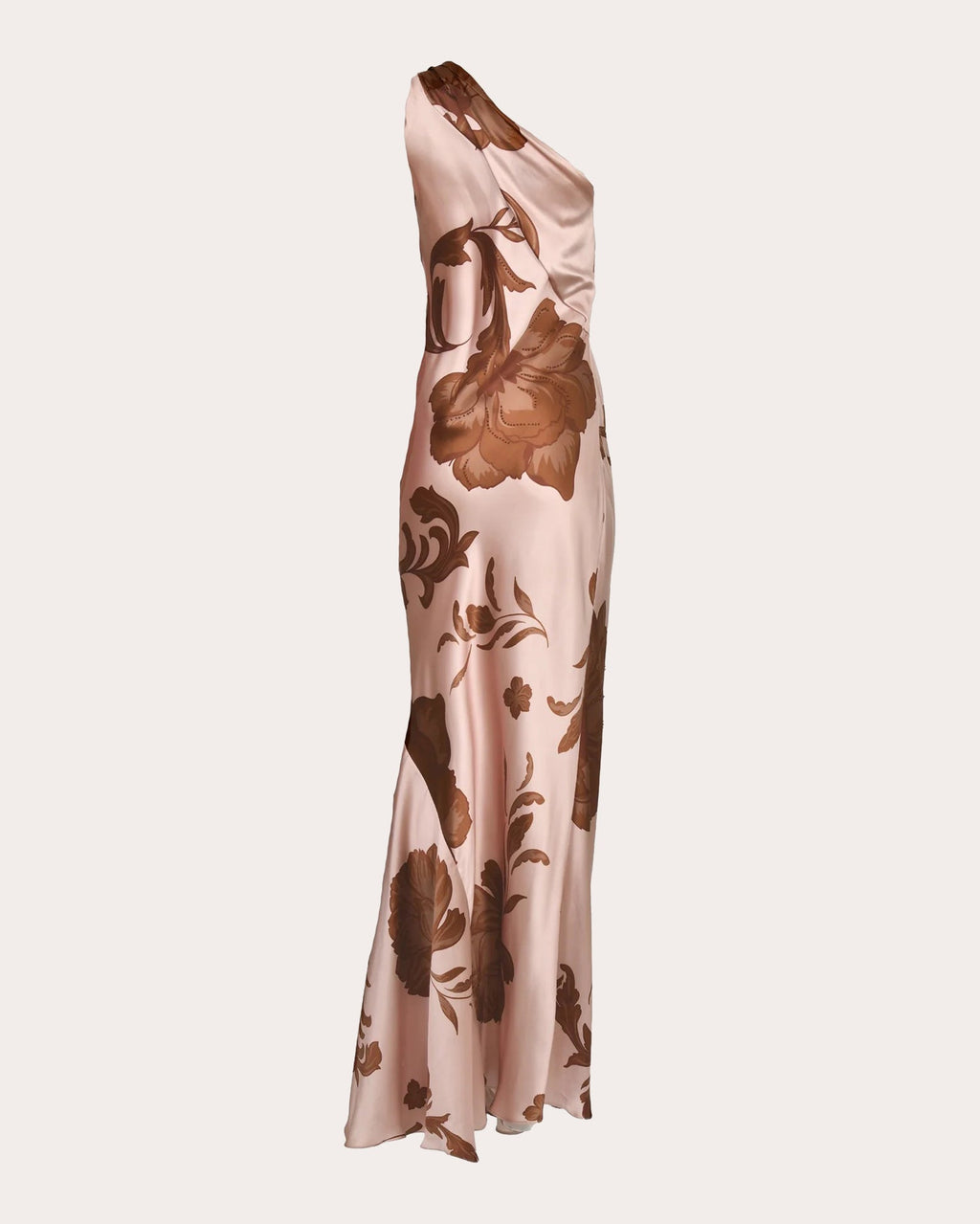 Petalo Floral Silk Drape Asymmetric Maxi Dress