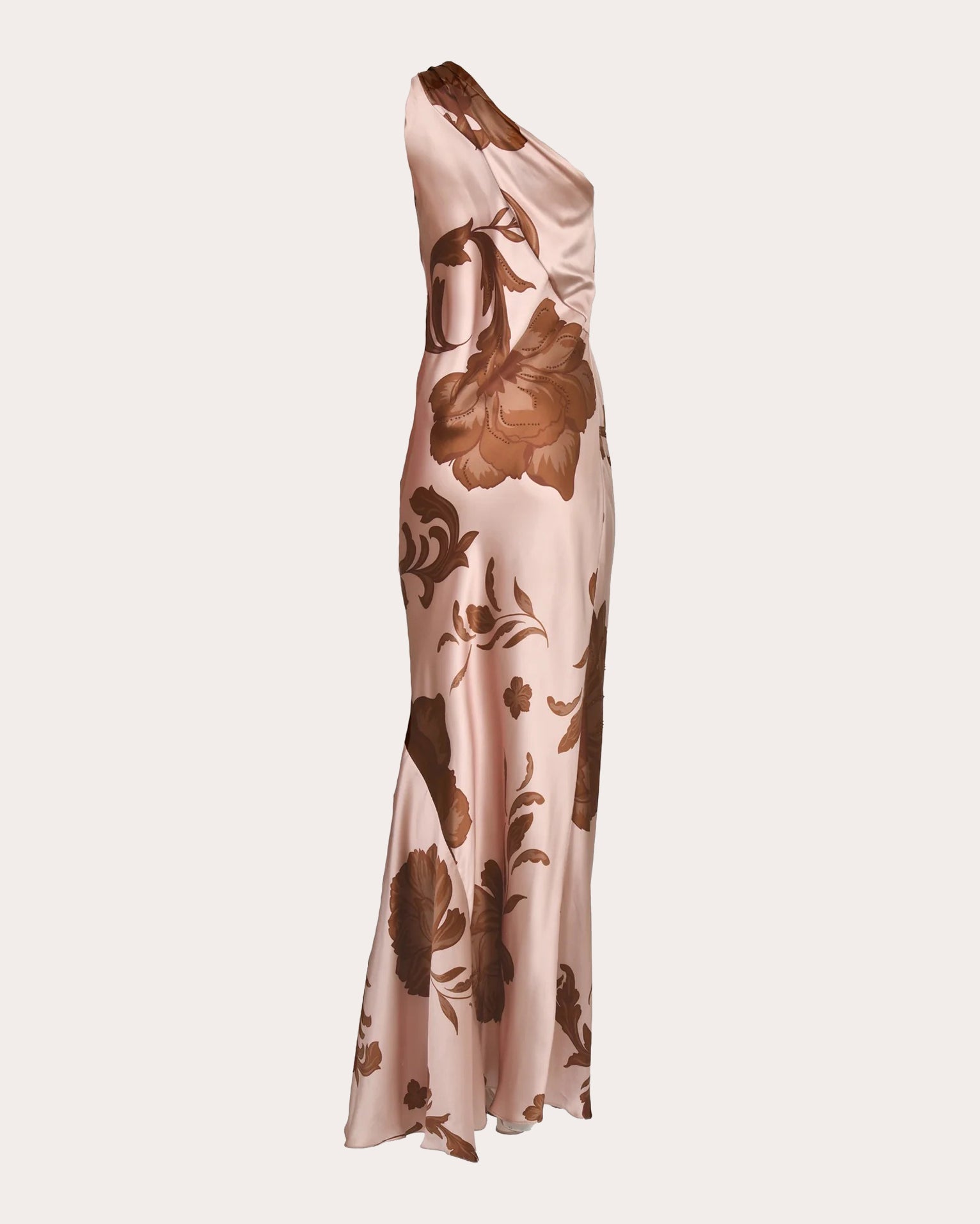 Petalo Floral Silk Drape Asymmetric Maxi Dress