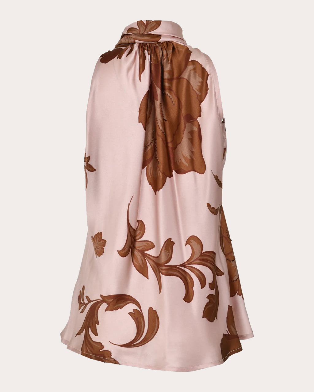 Erden Floral Silk Sleeveless Mock Neck Top