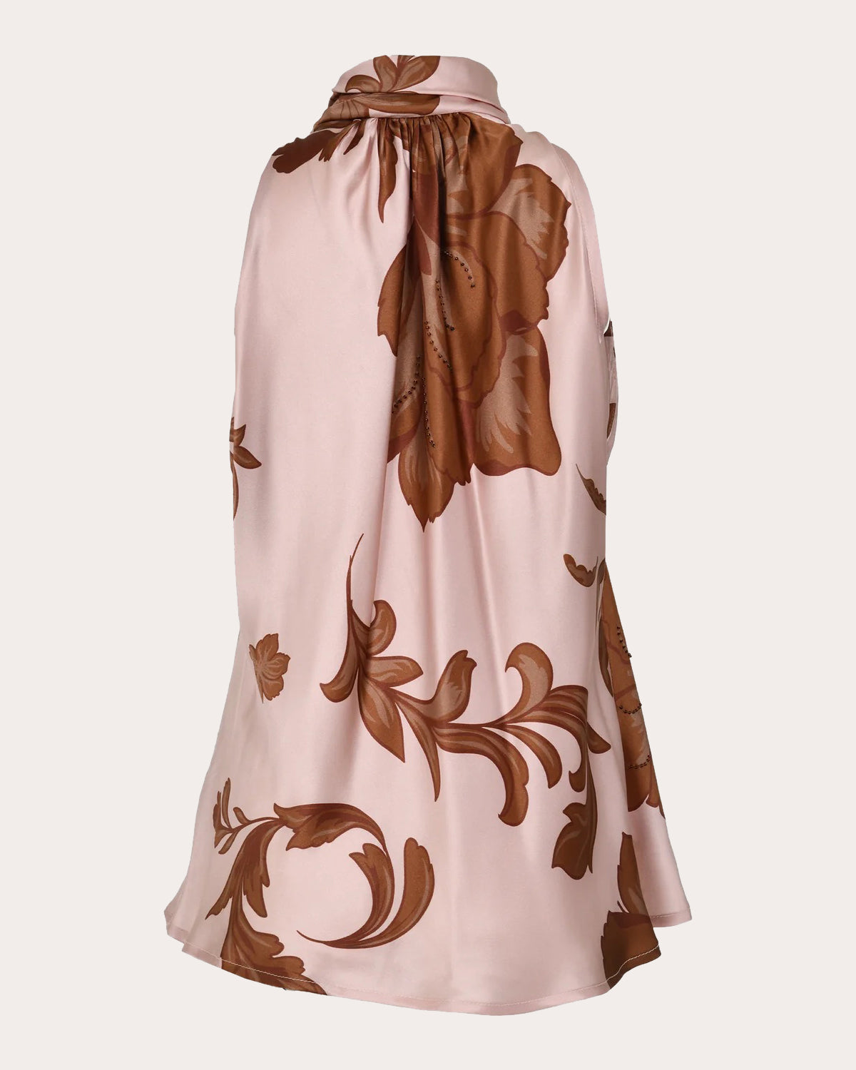 Erden Floral Silk Sleeveless Mock Neck Top