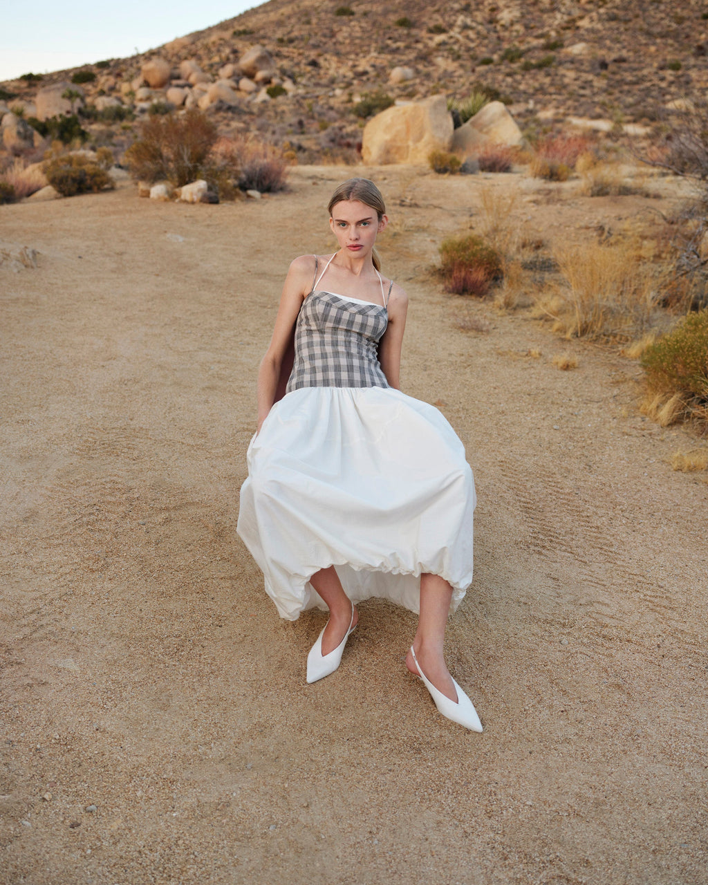 Pfeiffer Gingham Cotton Combo Bustier Midi Dress