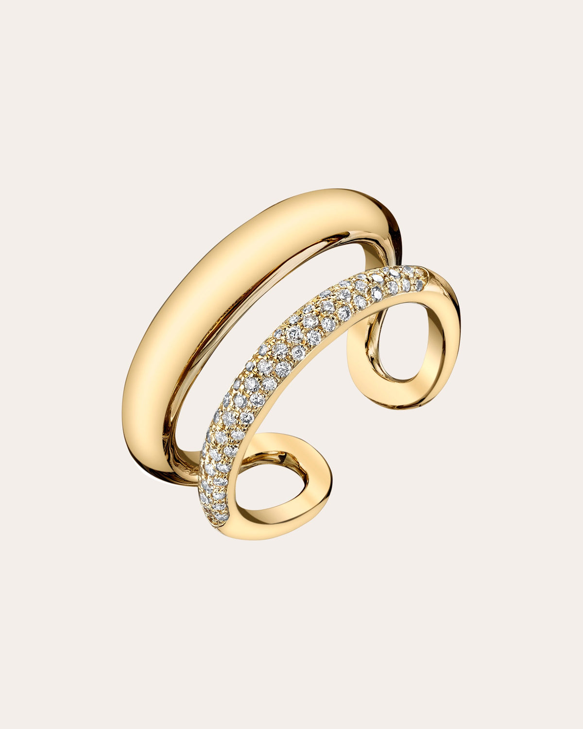 Diamond & 14k Gold Pavé Twin Tusk Ring