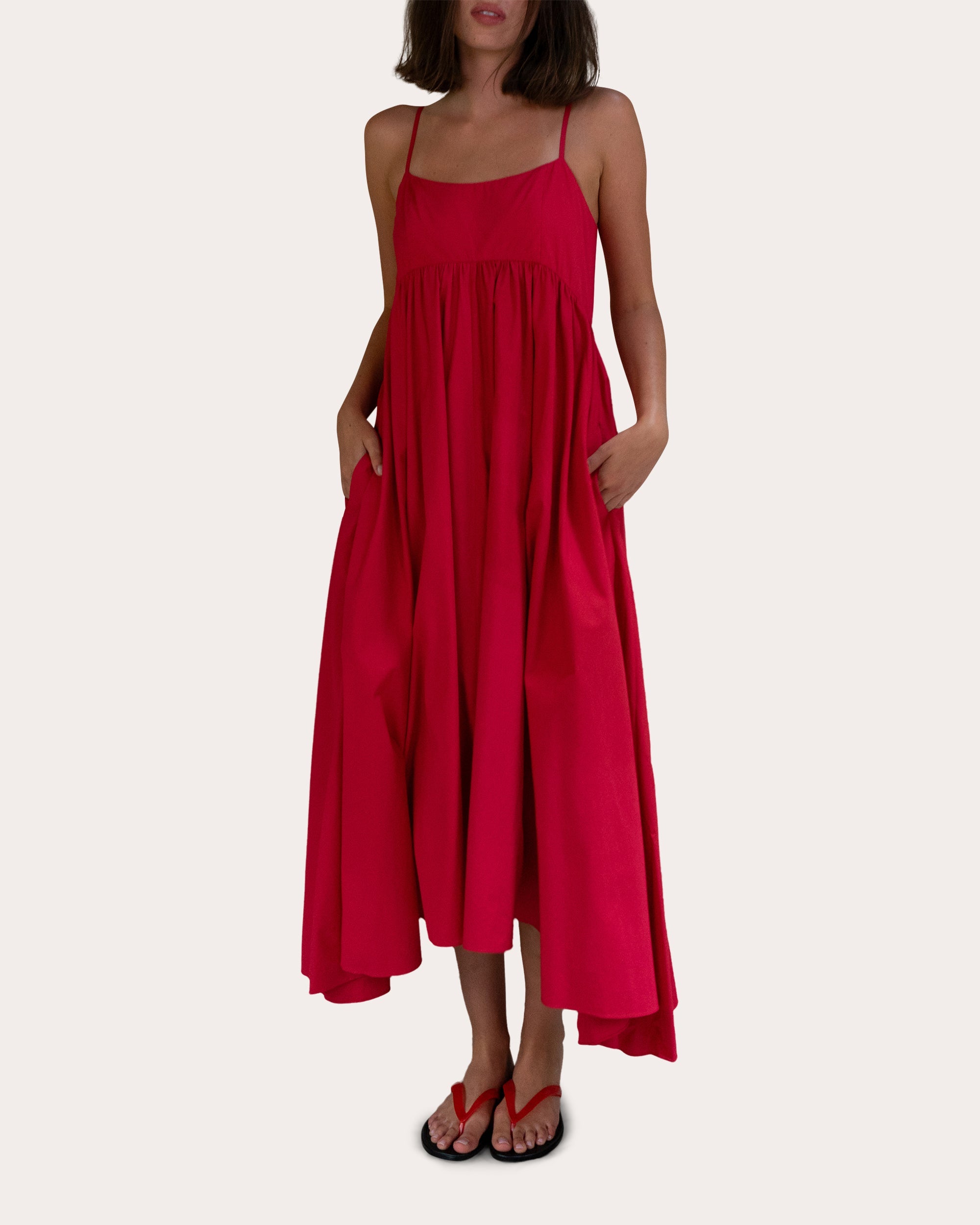 Rachel Gathered Cotton Voile Midi Dress