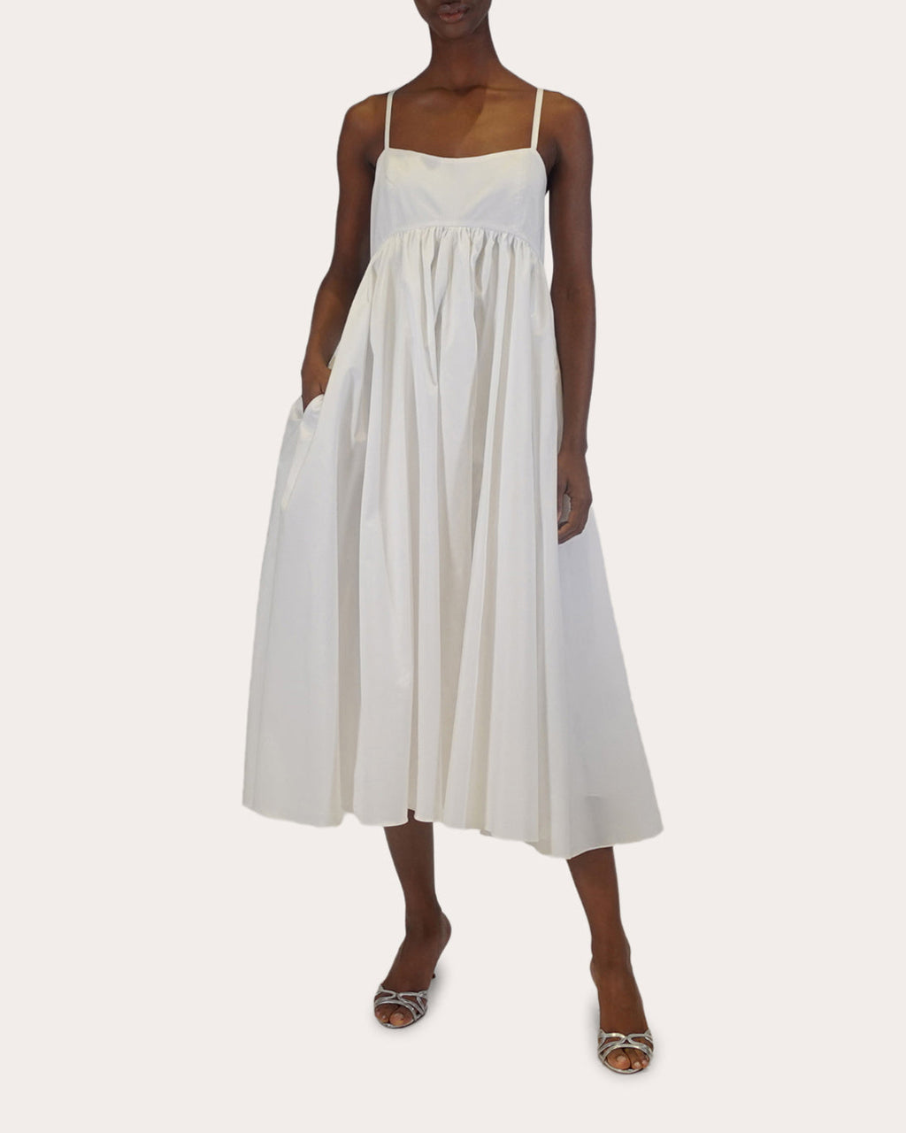 Rachel Poplin Empire Midi Dress