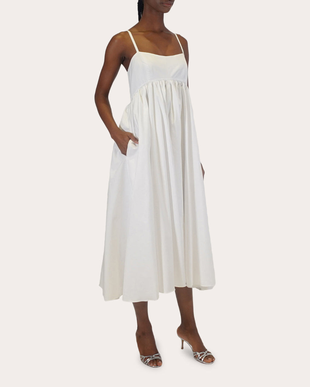 Rachel Poplin Empire Midi Dress