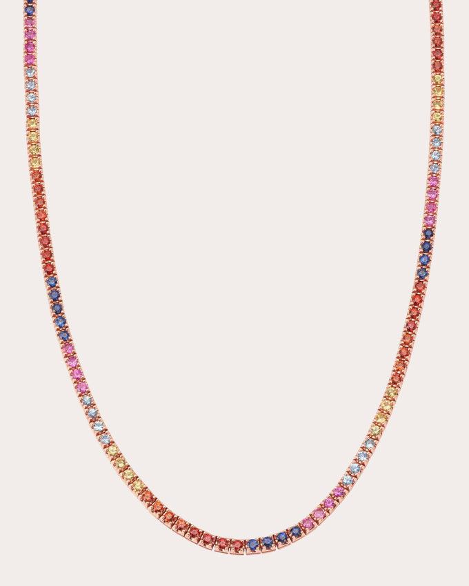 Multicolor Sapphire & 18k Gold Magia Tennis Necklace