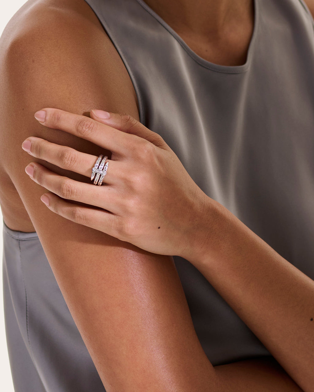 Diamond Wide Spear Ring
