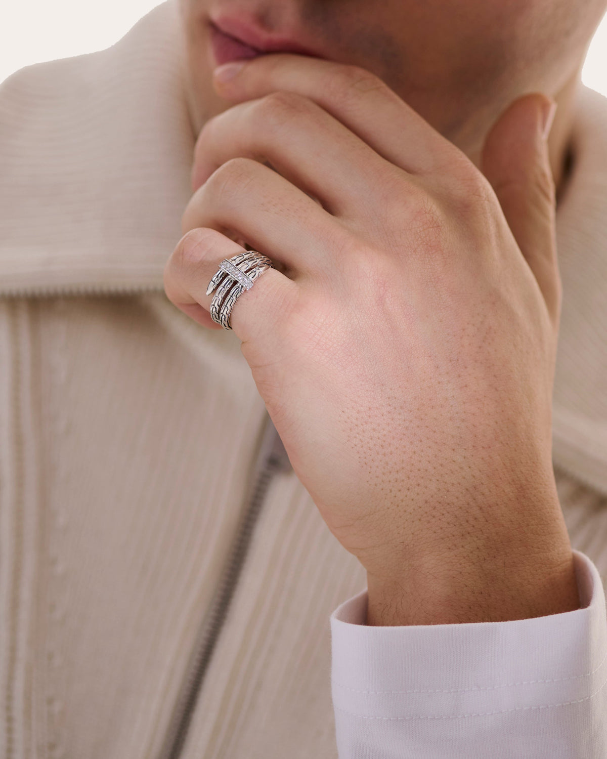 Diamond Wide Spear Ring