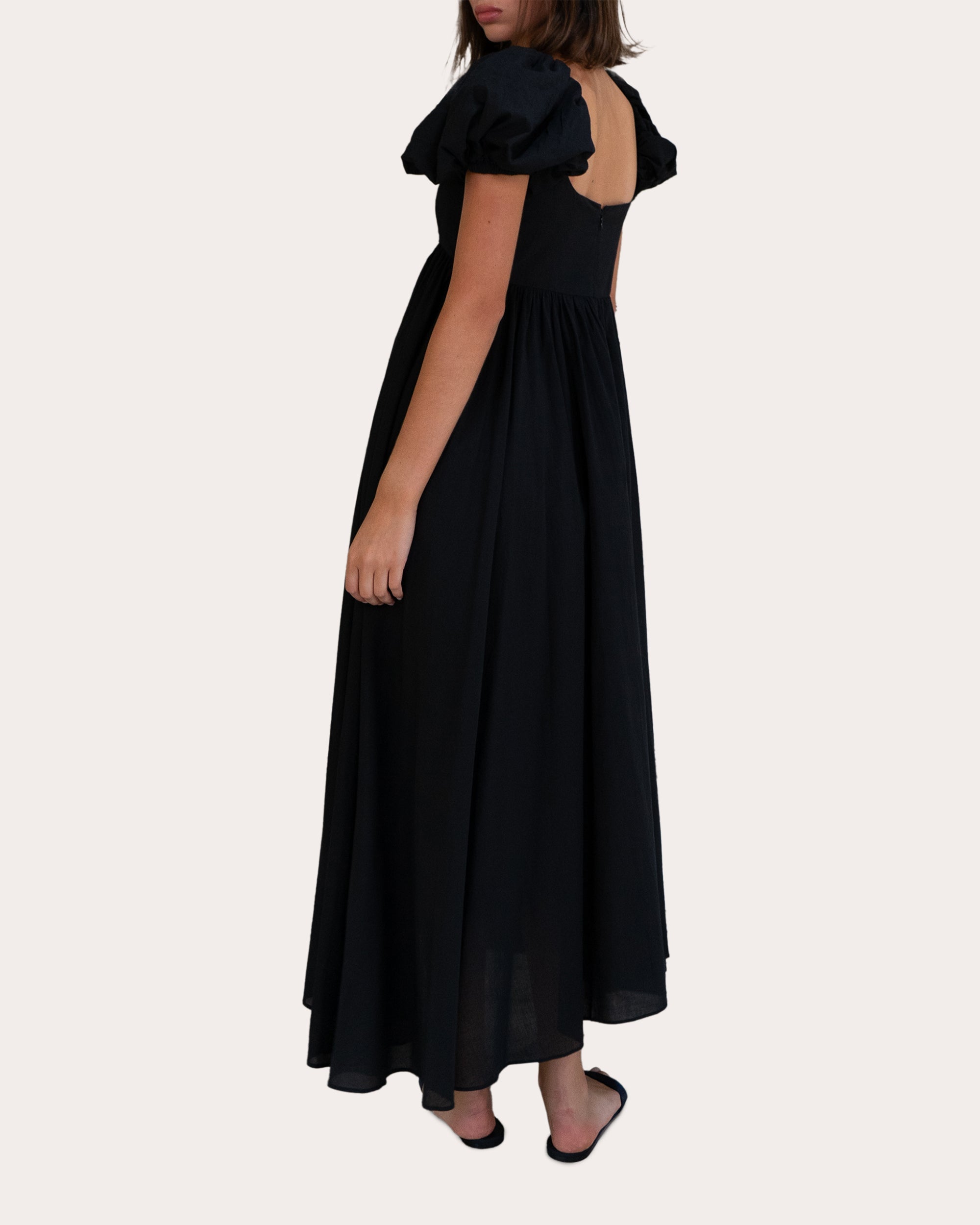 Rory Cotton Voile Puff-Sleeve Midi Dress