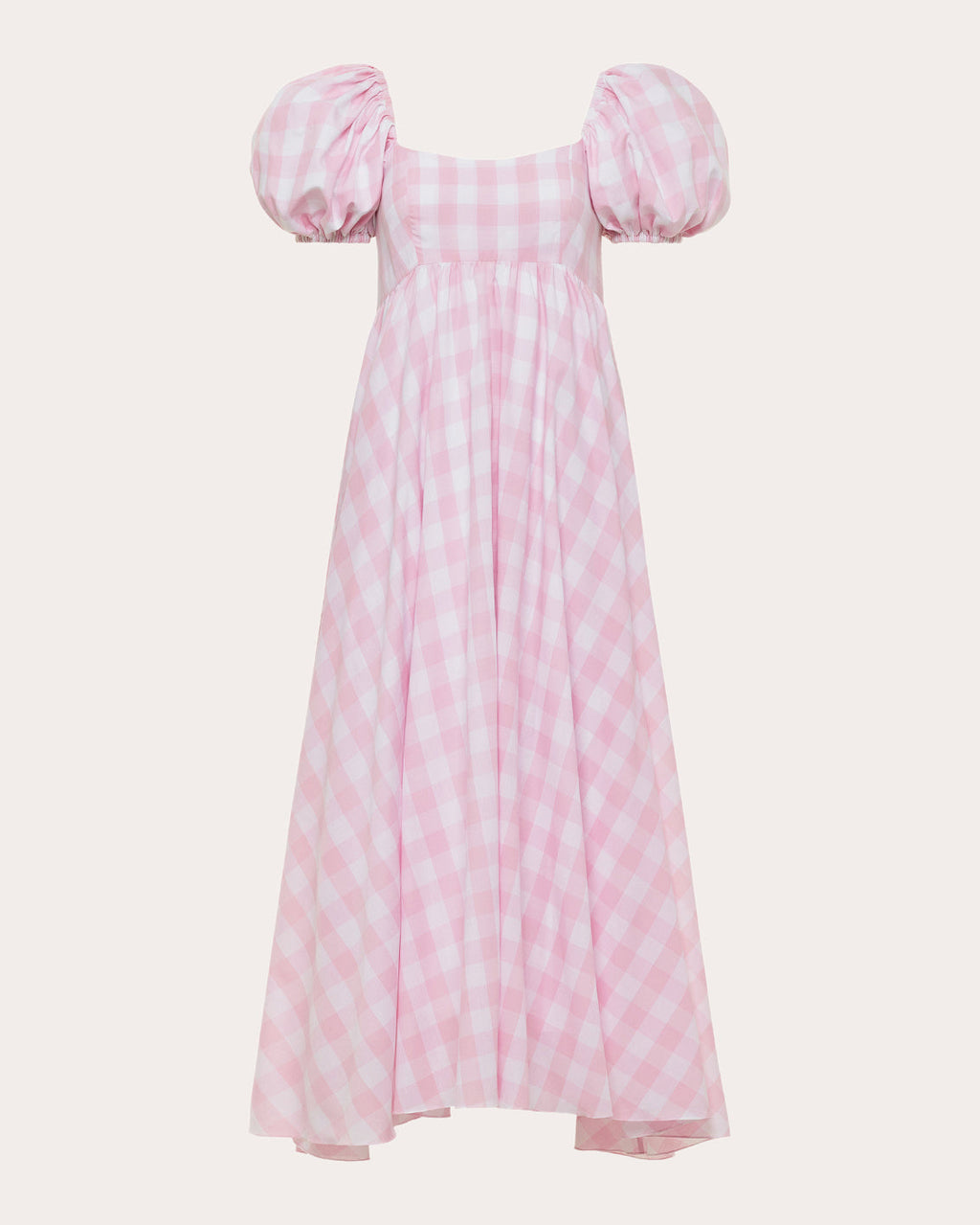 Rory Gingham Cotton Puff-Sleeve Midi Dress