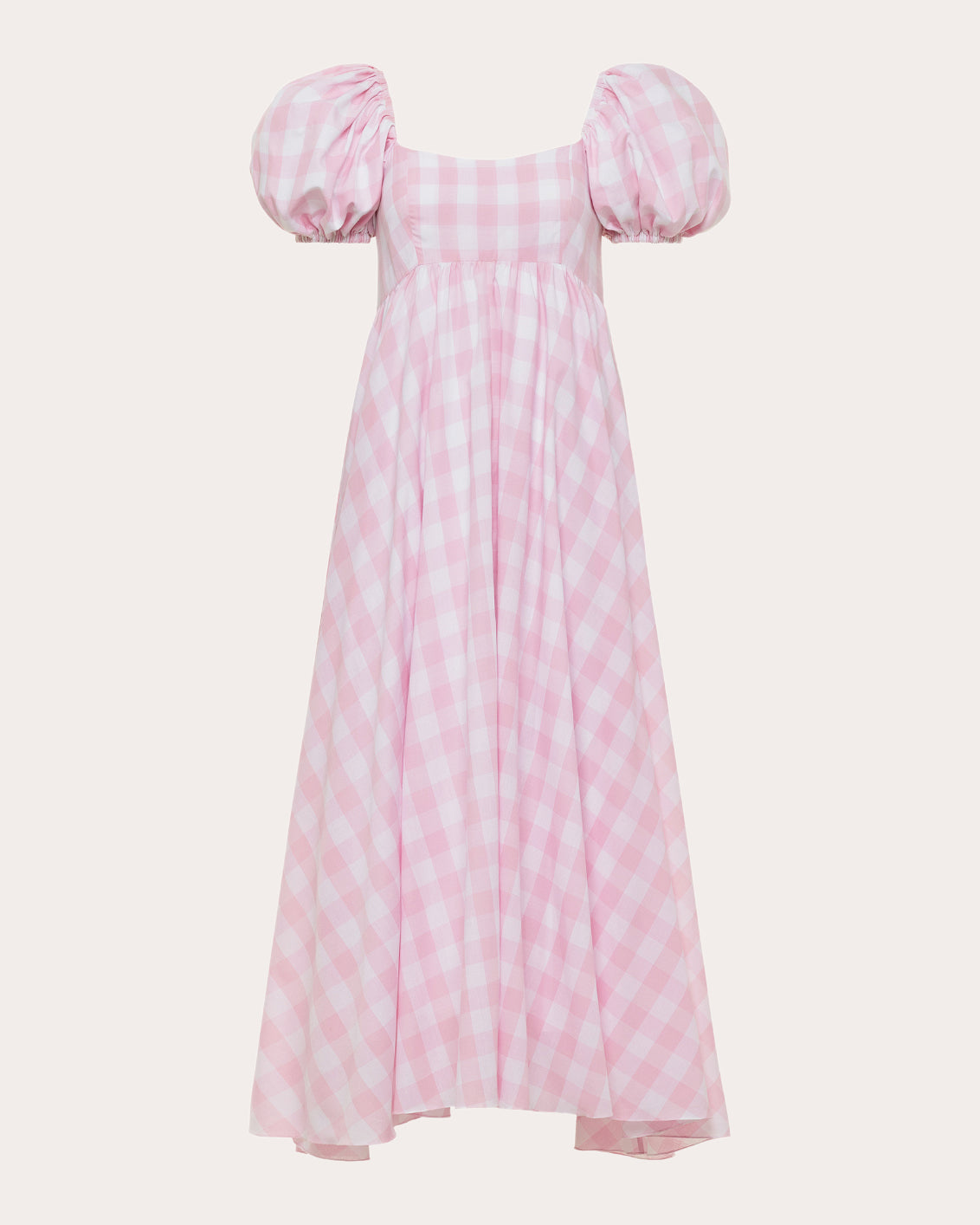 Rory Gingham Cotton Puff-Sleeve Midi Dress