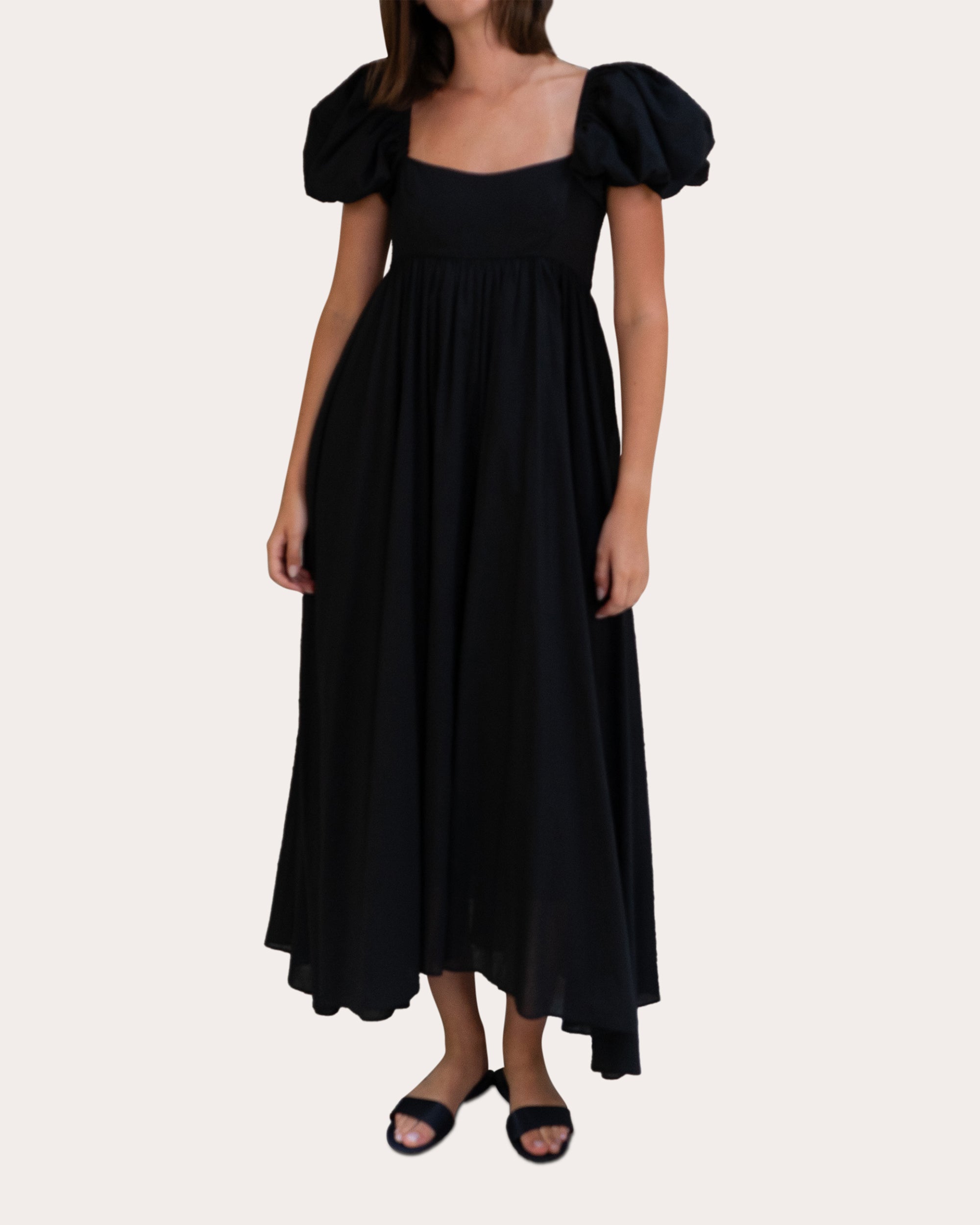 Rory Cotton Voile Puff-Sleeve Midi Dress