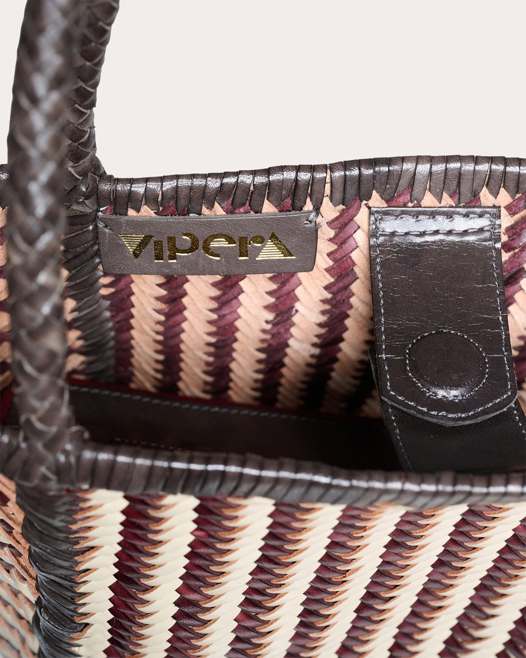 Ruby Stripe Woven Leather Tote Bag