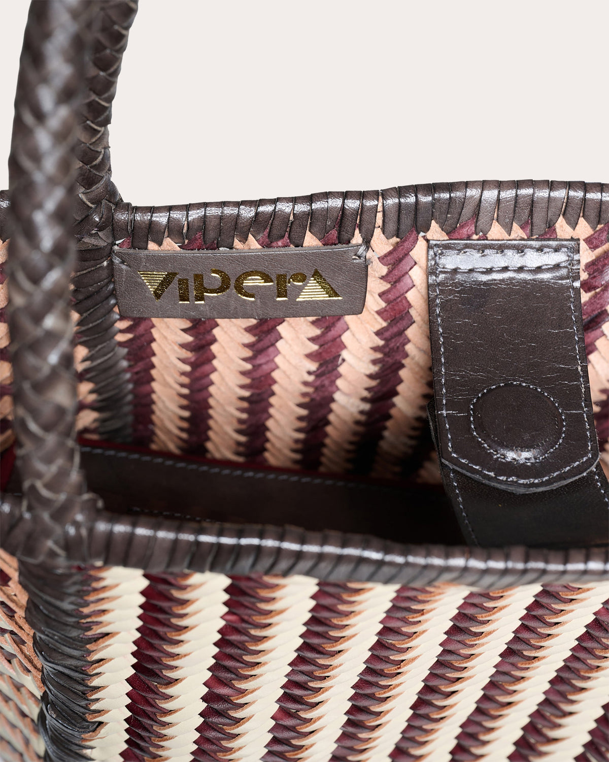 Ruby Stripe Woven Leather Tote Bag