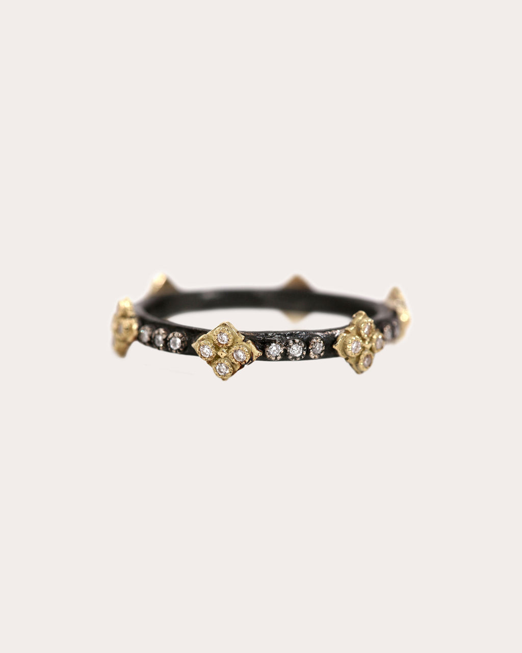 Diamond & Blackened Two-Tone Crivelli Ring