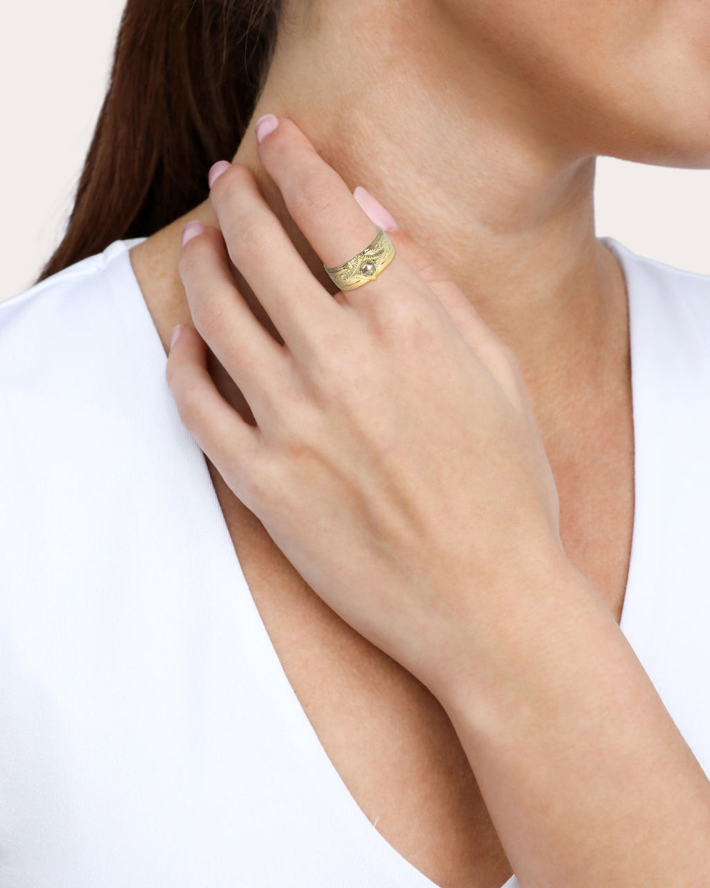 Gray Diamond & 18k Gold Artifact Ring