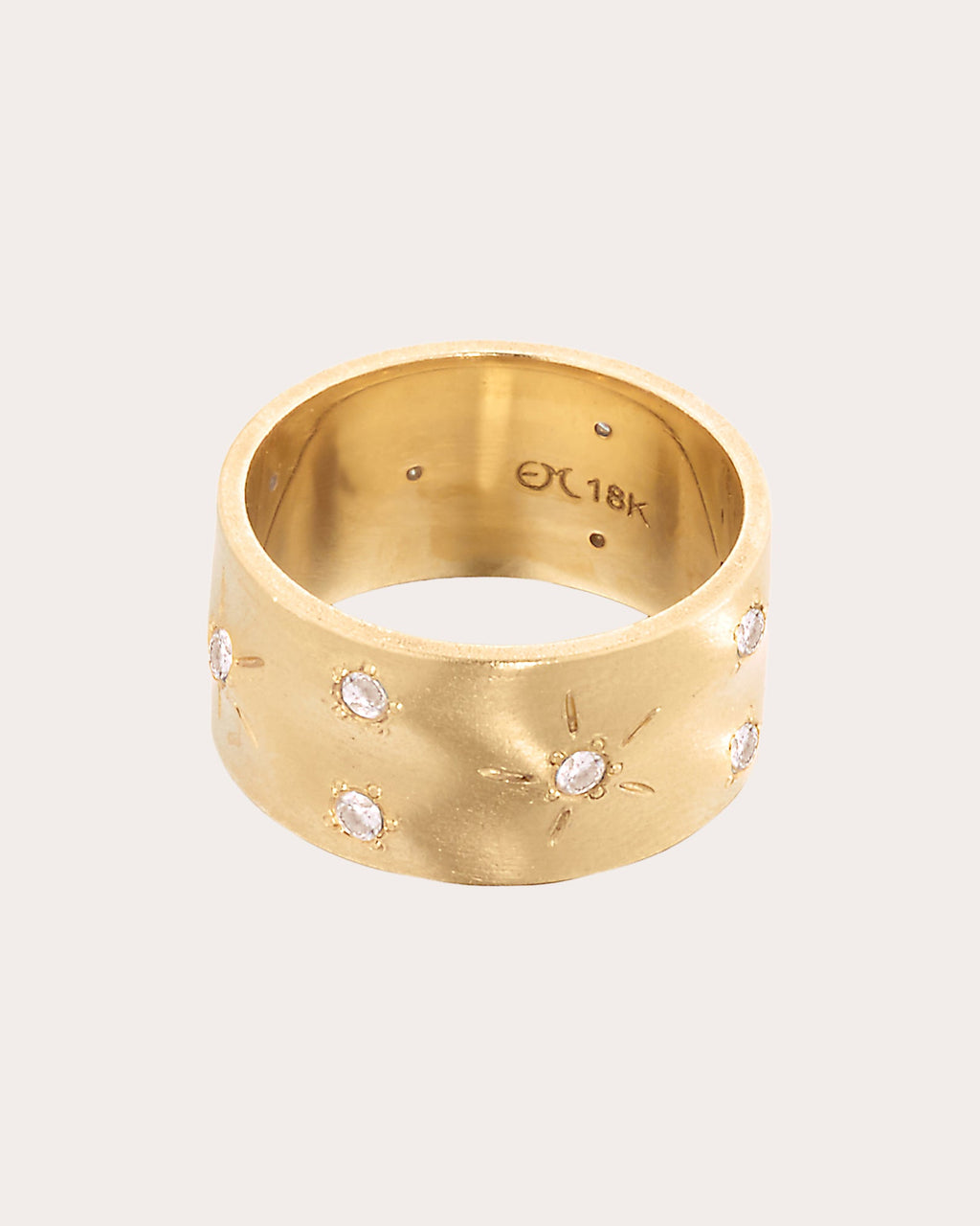 Diamond & 18k Gold Circle of 5ths Cigar Band Ring
