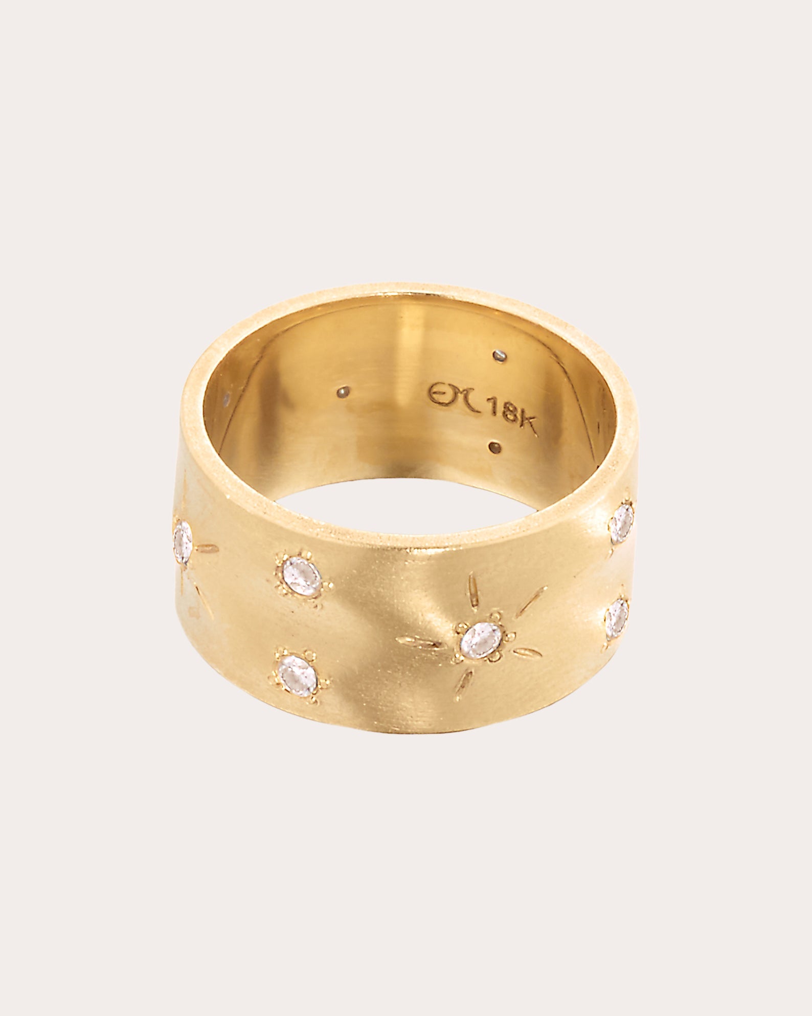 Diamond & 18k Gold Circle of 5ths Cigar Band Ring